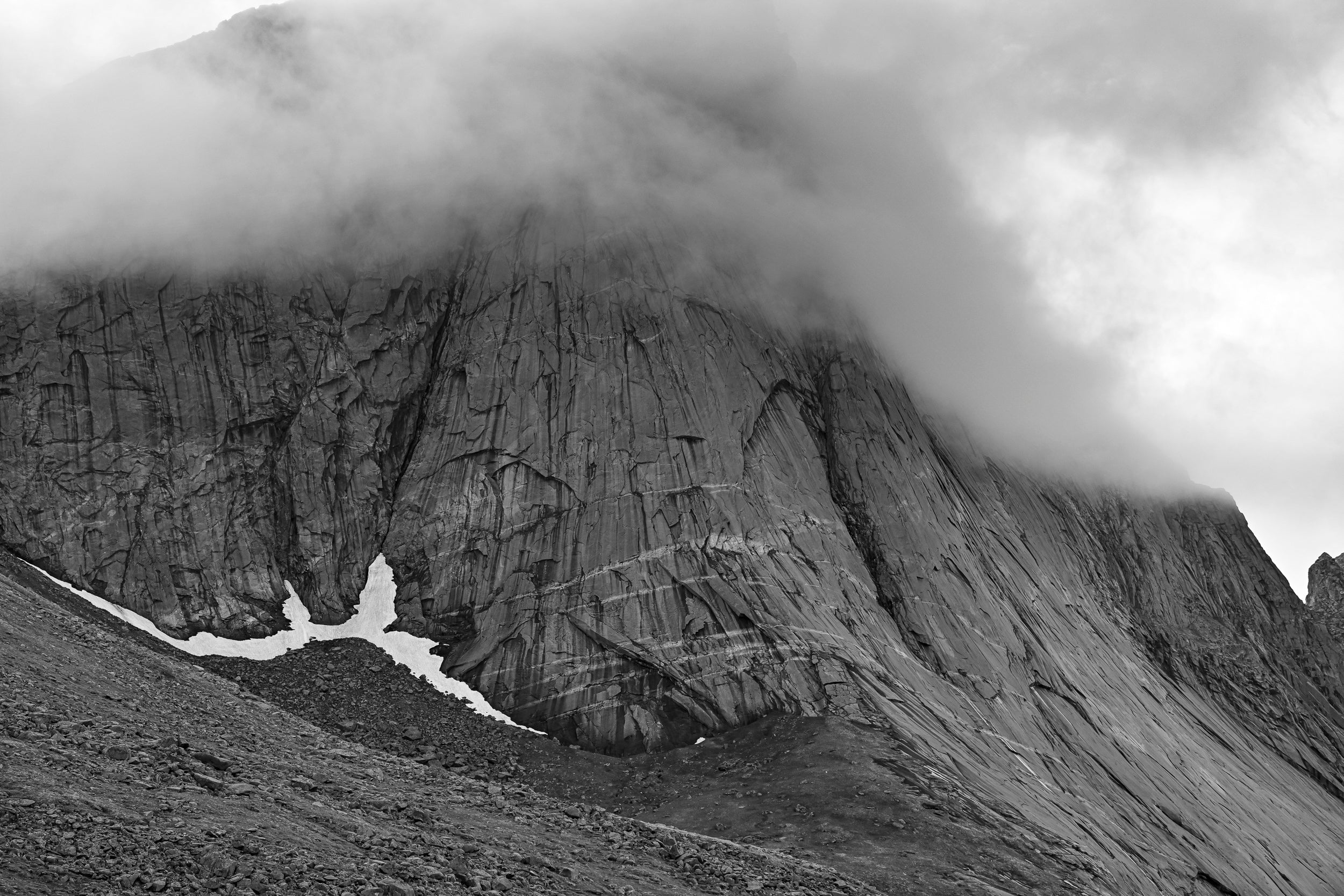 Immaculate Striped Granite and Swirling Clouds on Breidflogtind: 8x10 Open Edition Matted Print