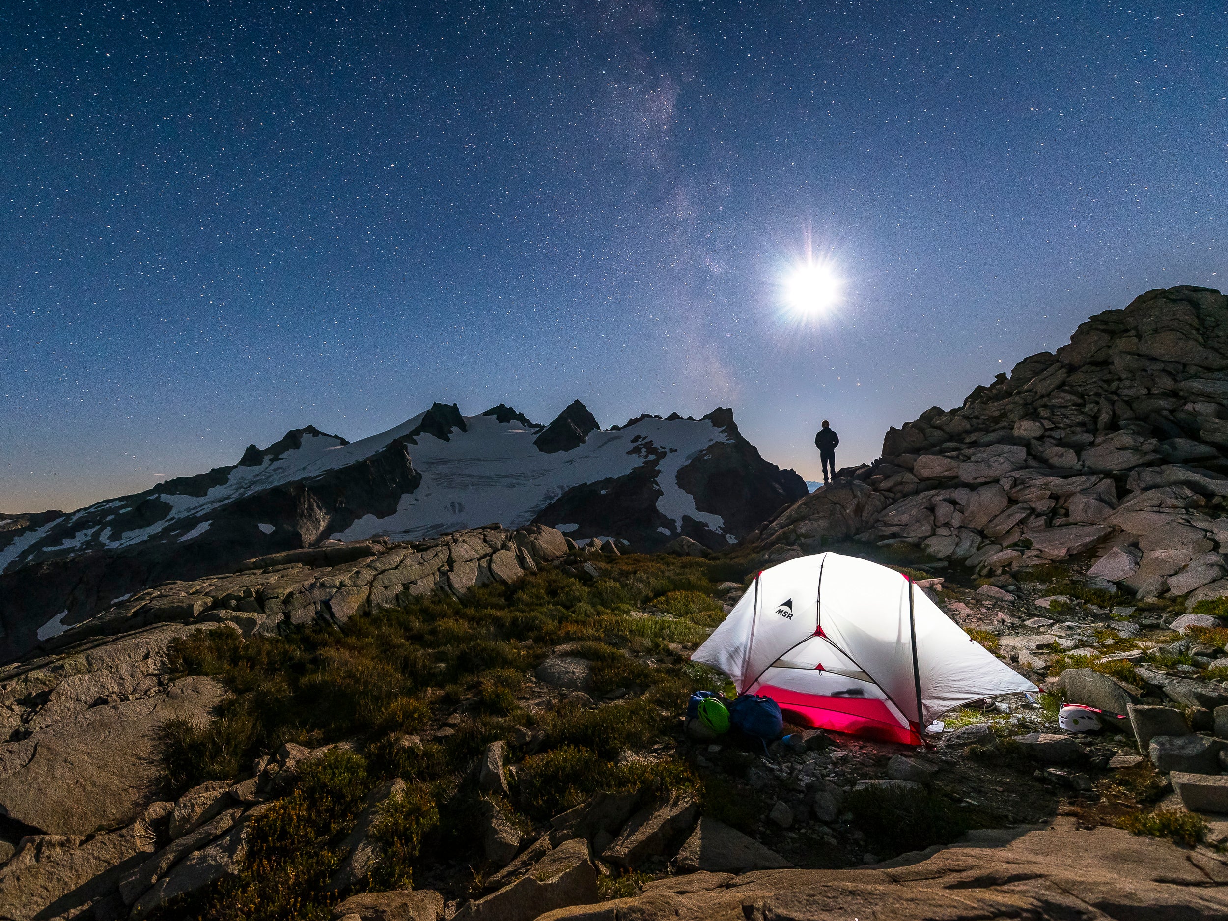 Moon and the Milky Way over Mount Daniel: 15x20 Limited Print