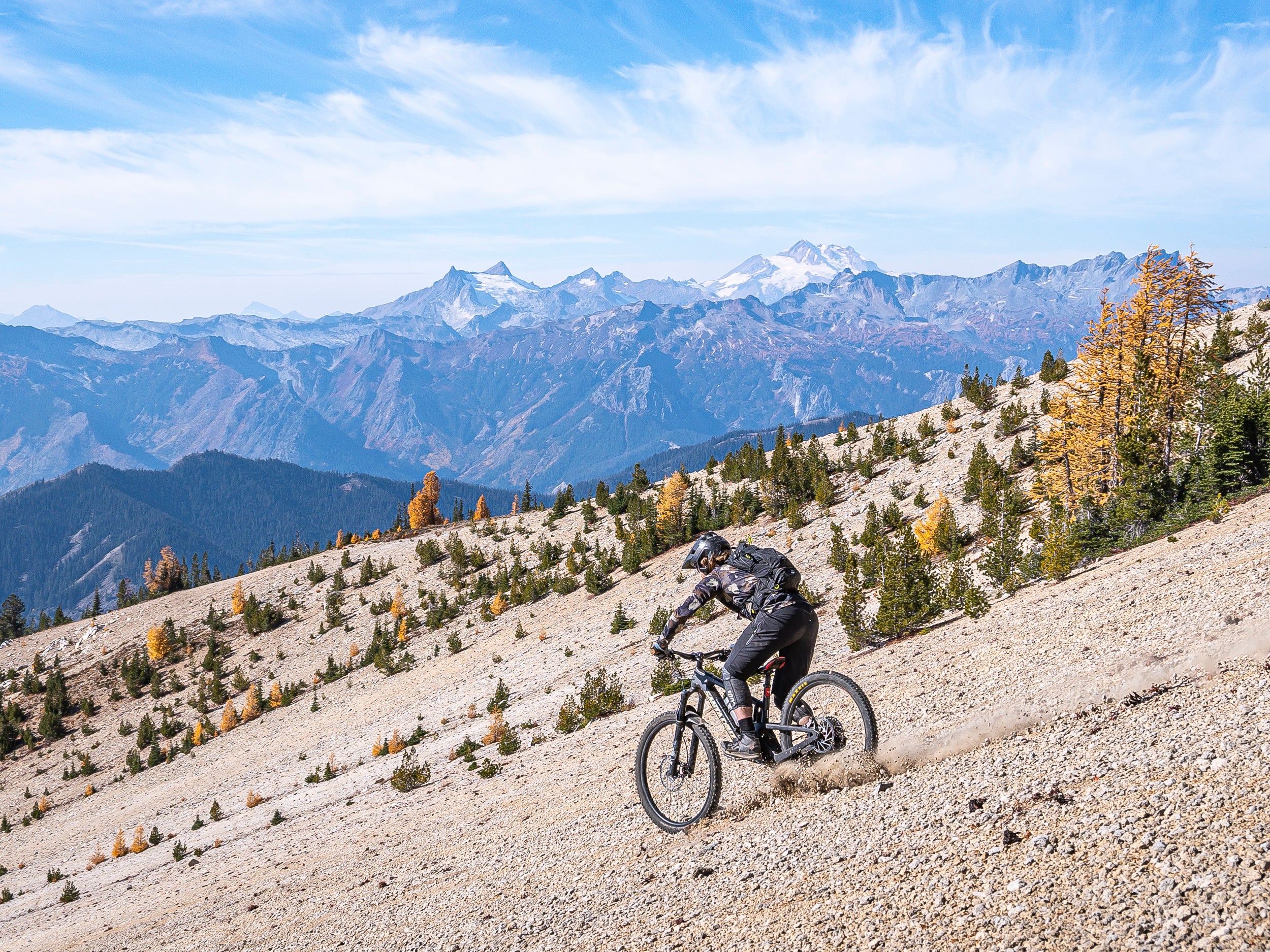 Scree Surfing with Golden Larches and Glacier Peak: 15x20 Limited Print