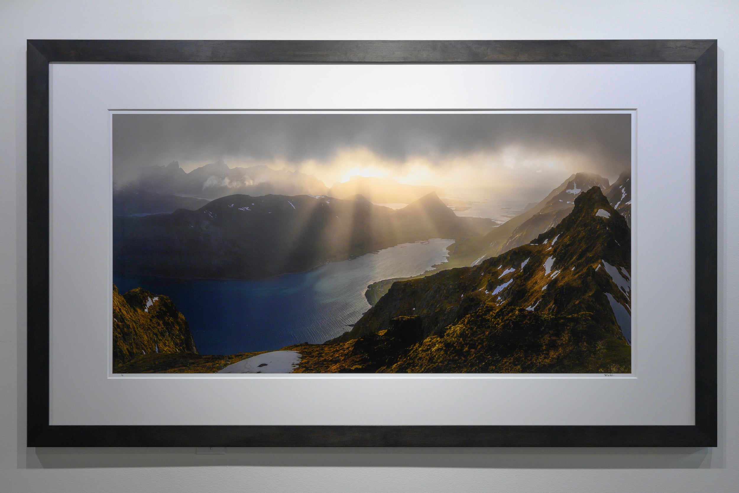 Golden Sunbeams over Skjelforden: 24x48 Limited Edition Framed Print