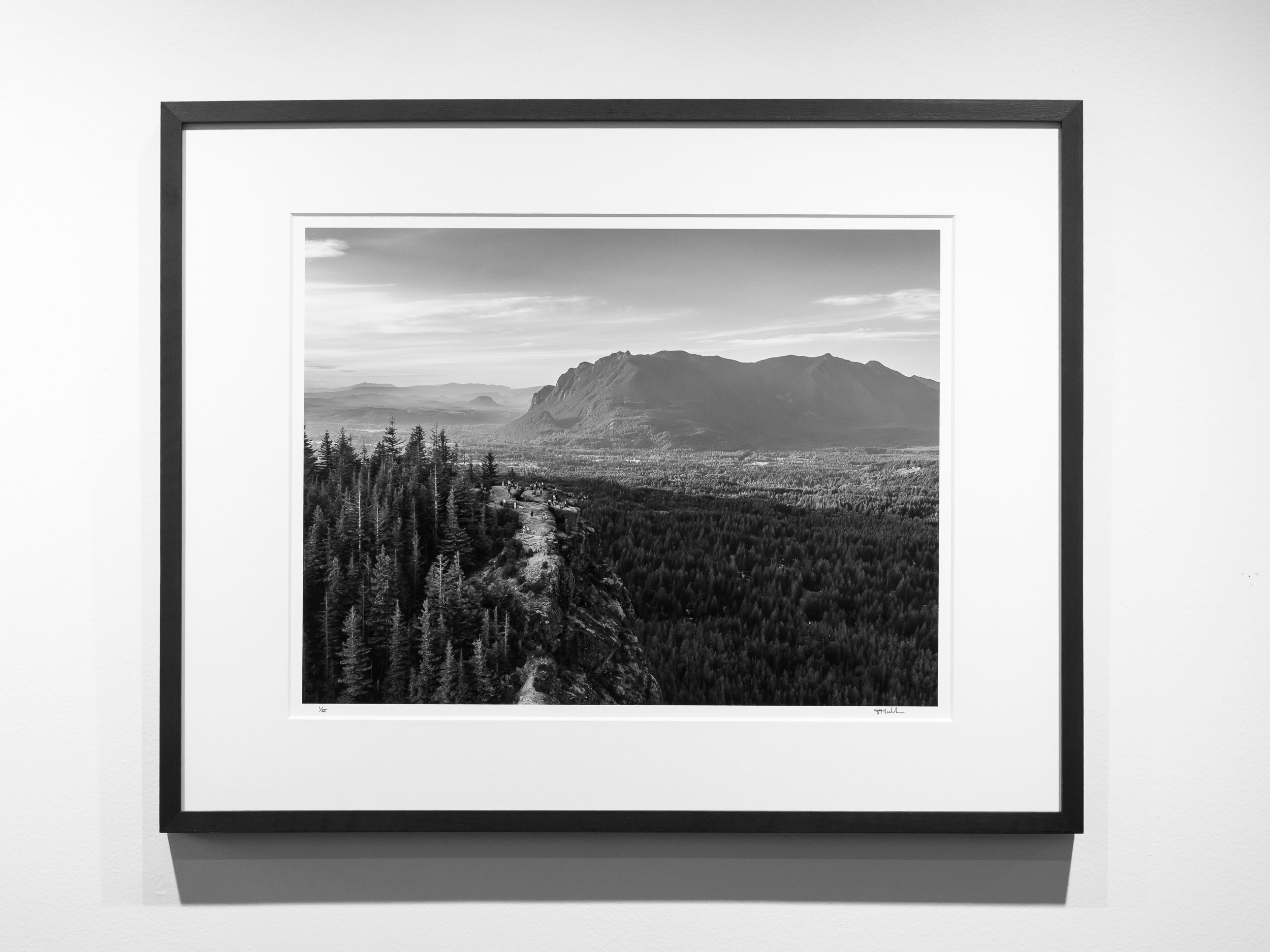 Hikers on Rattlesnake Ledge above North Bend: Limited Edition Framed Print