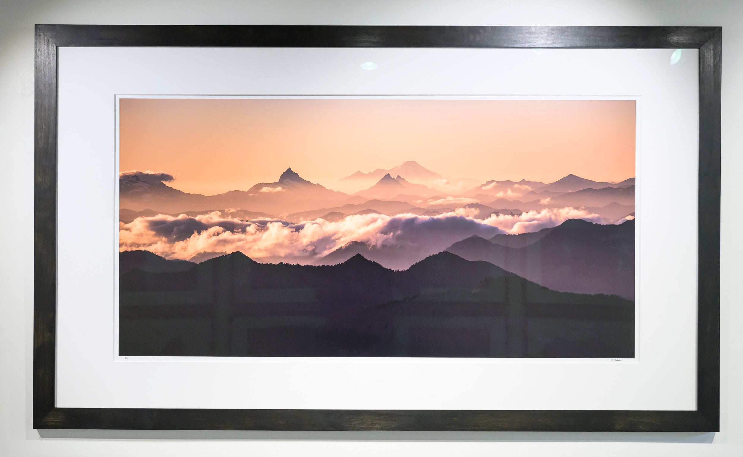Sepia Sunset with Mount Baker from Stuart North Ridge: 24x48 Limited Edition Framed Print