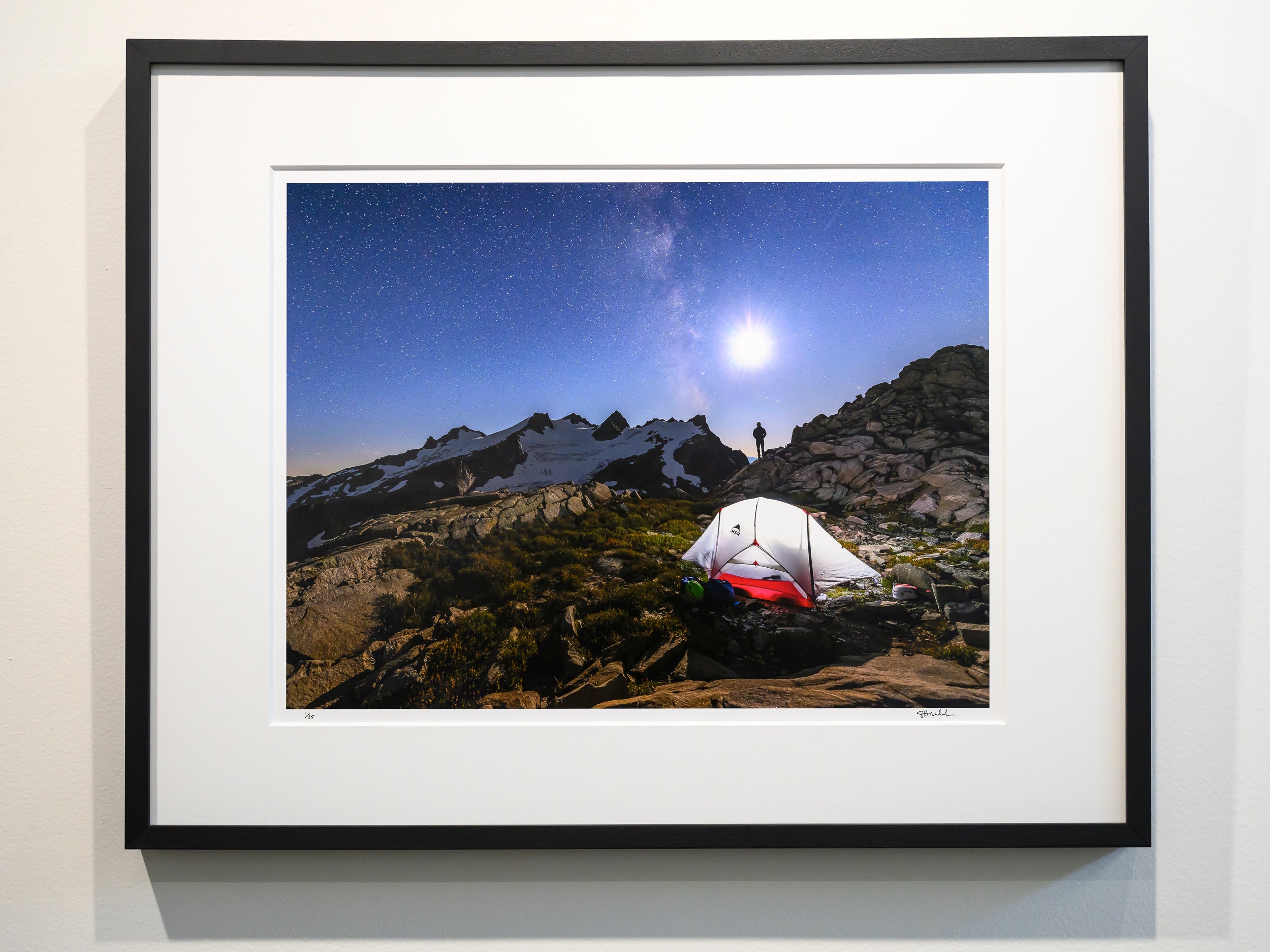 Moon and the Milky Way over Mount Daniel: 15x20 Limited Print