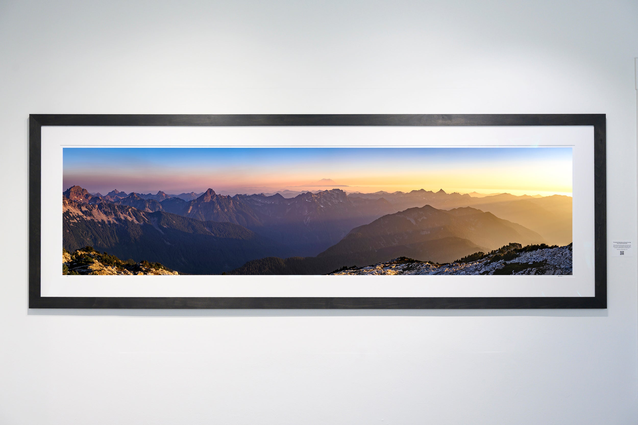 Snoqualmie Mountains at Sunset from Big Snow Summit Panorama: 28x88 Limited Edition Framed Print