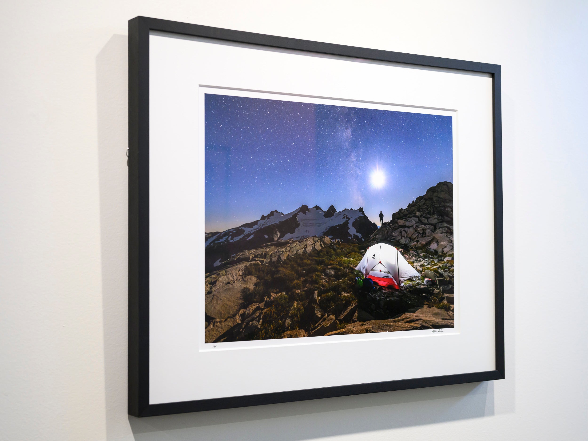 Moon and the Milky Way over Mount Daniel: 15x20 Limited Print
