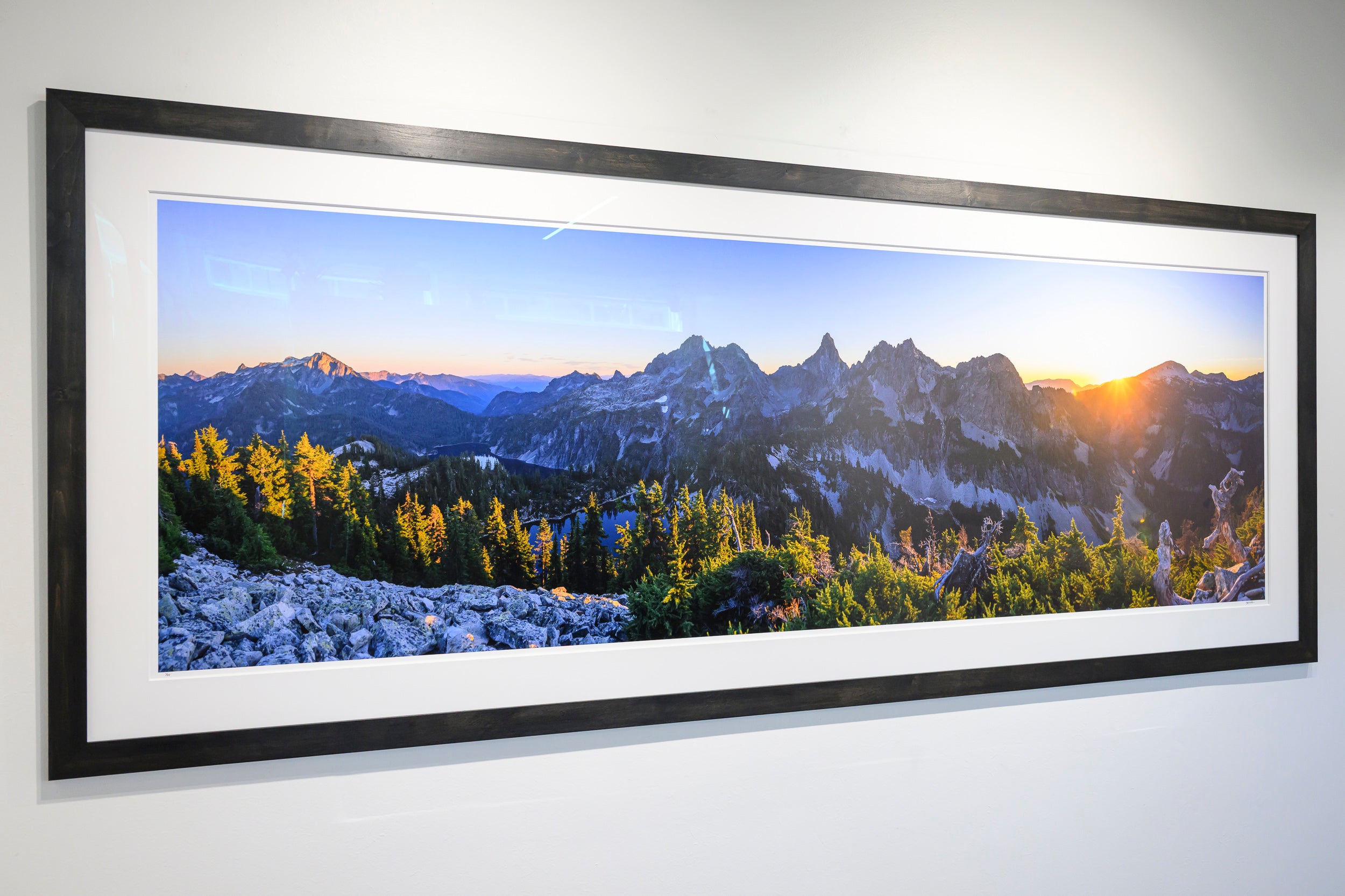 Panoramic Sunset on Snoqualmie Range from Wright Mountain: 28x88 Limited Print