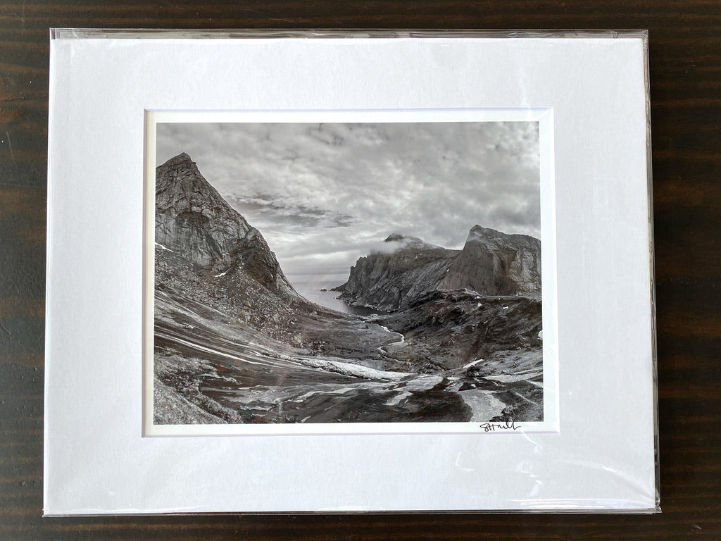 Winding Stream in Grassy Meadow above Bunes Beach: 8x10 Open Edition Matted Print