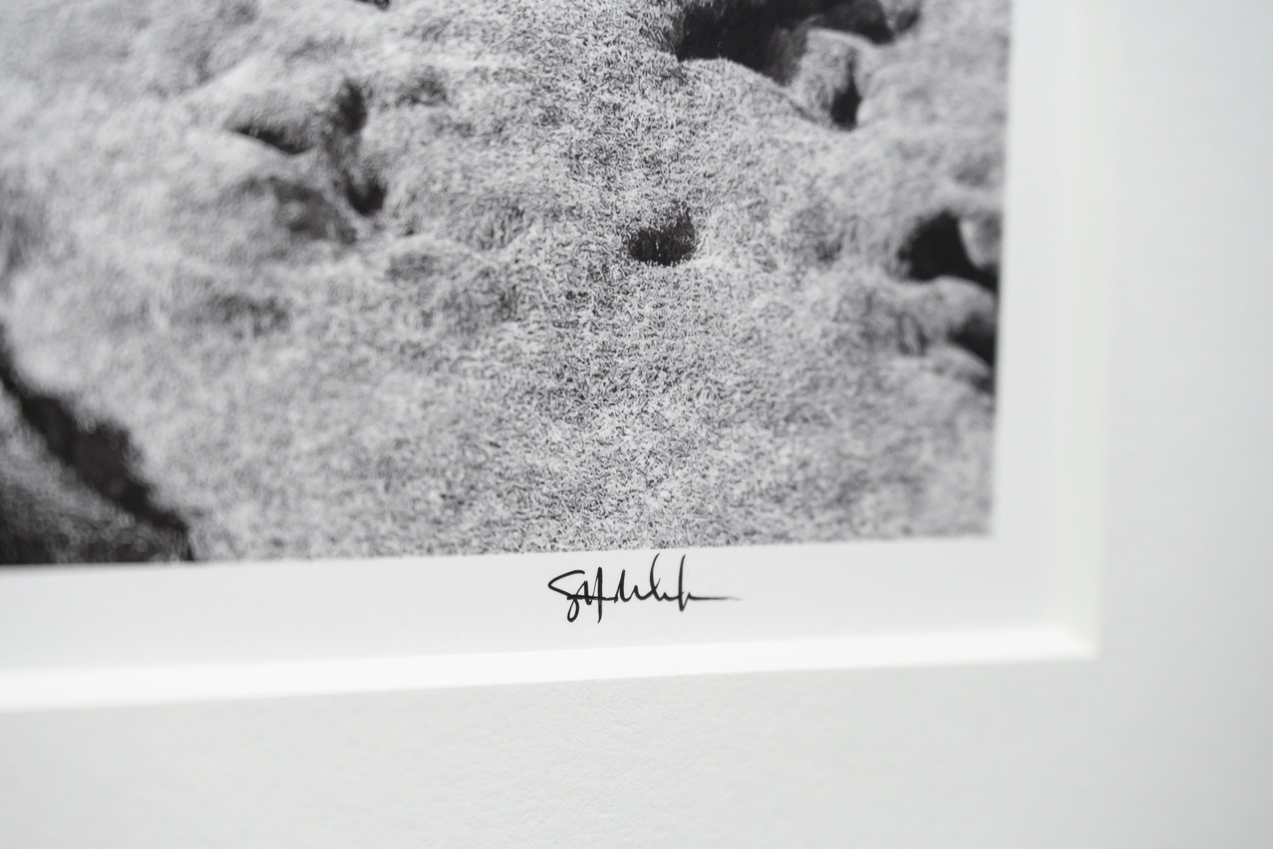 Mineral Stripes and Cascading Water on Granite in Trolldalen: Limited Edition Framed Print