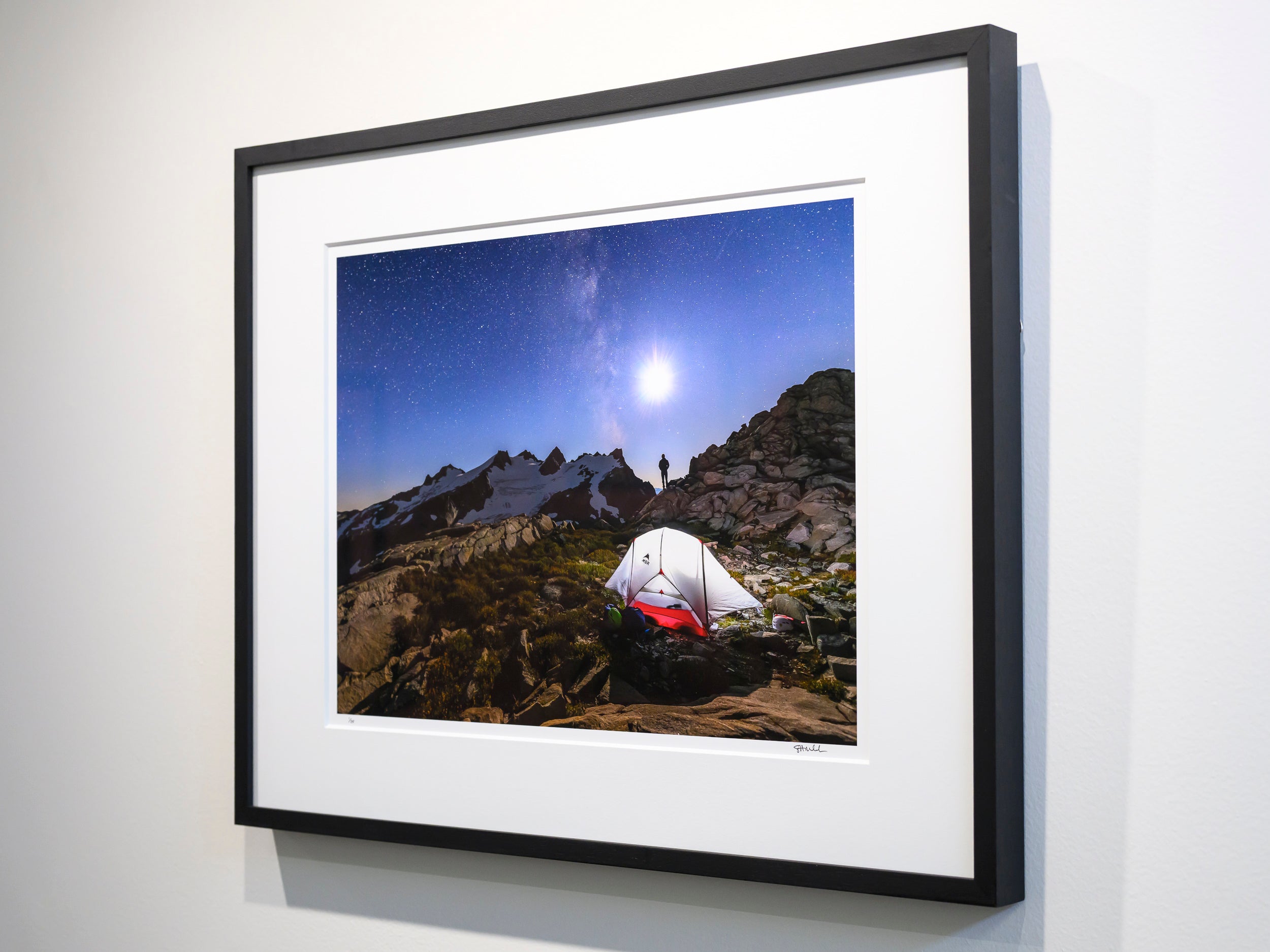 Moon and the Milky Way over Mount Daniel: 15x20 Limited Print