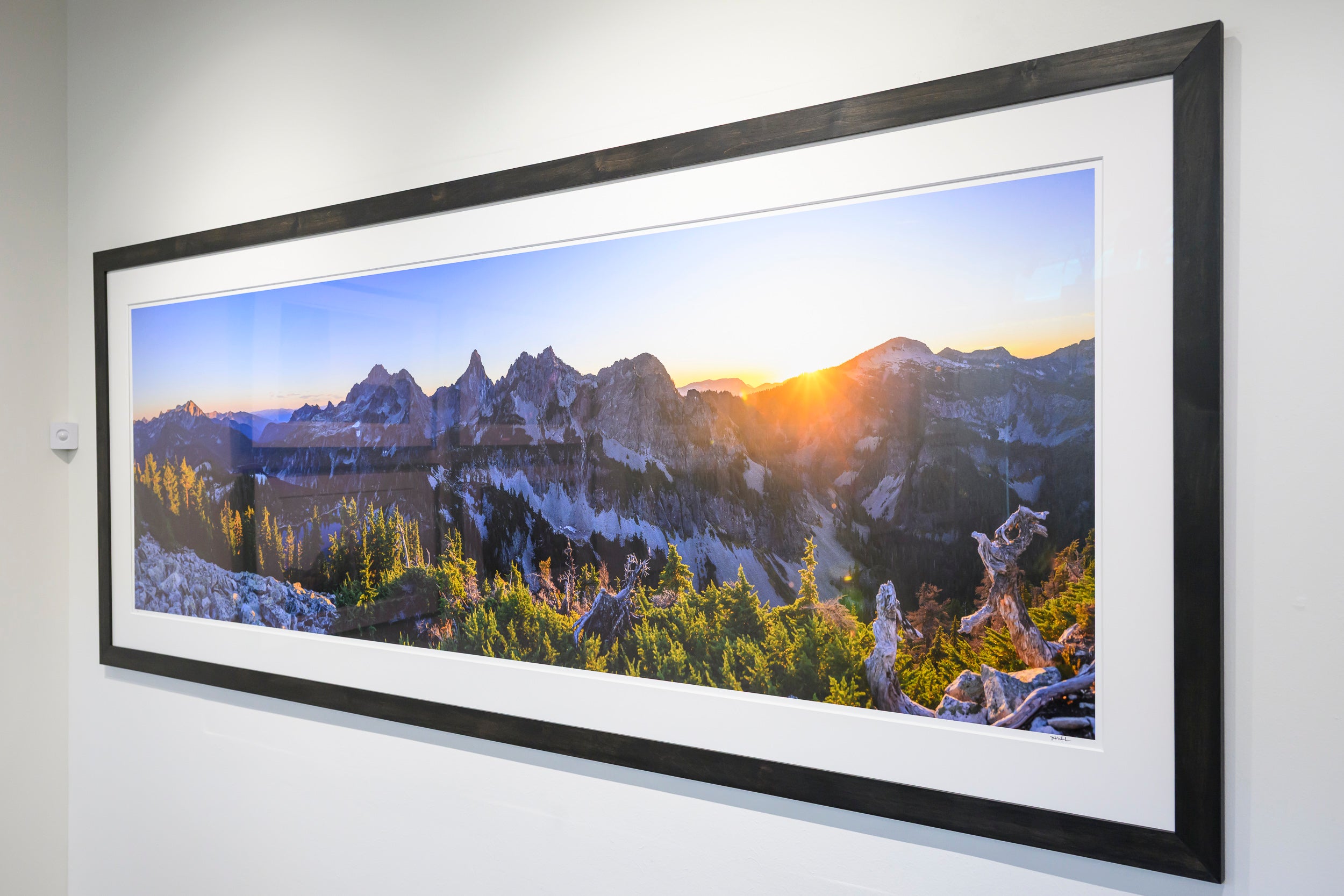 Panoramic Sunset on Snoqualmie Range from Wright Mountain: 28x88 Limited Print