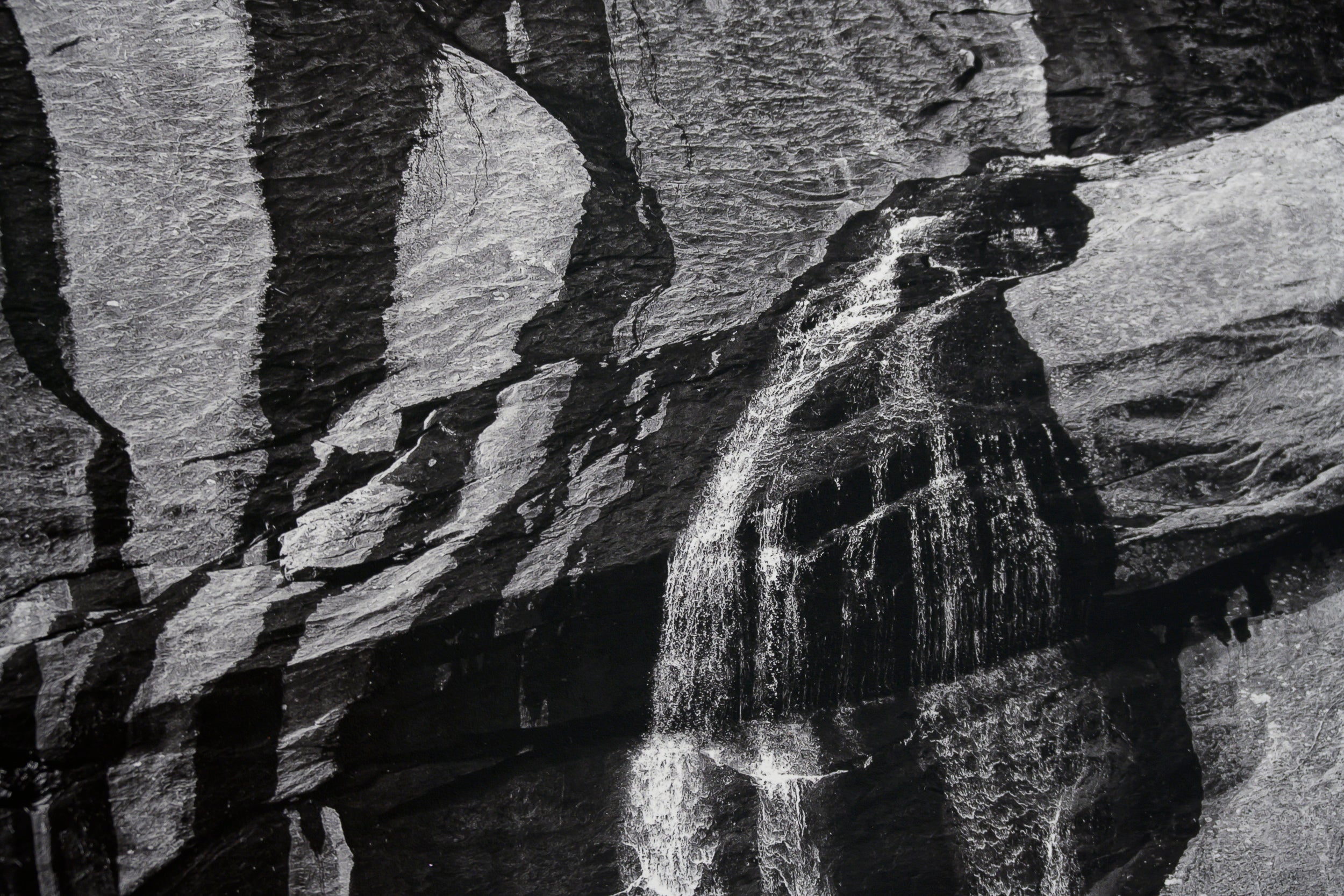 Mineral Stripes and Cascading Water on Granite in Trolldalen: Limited Edition Framed Print