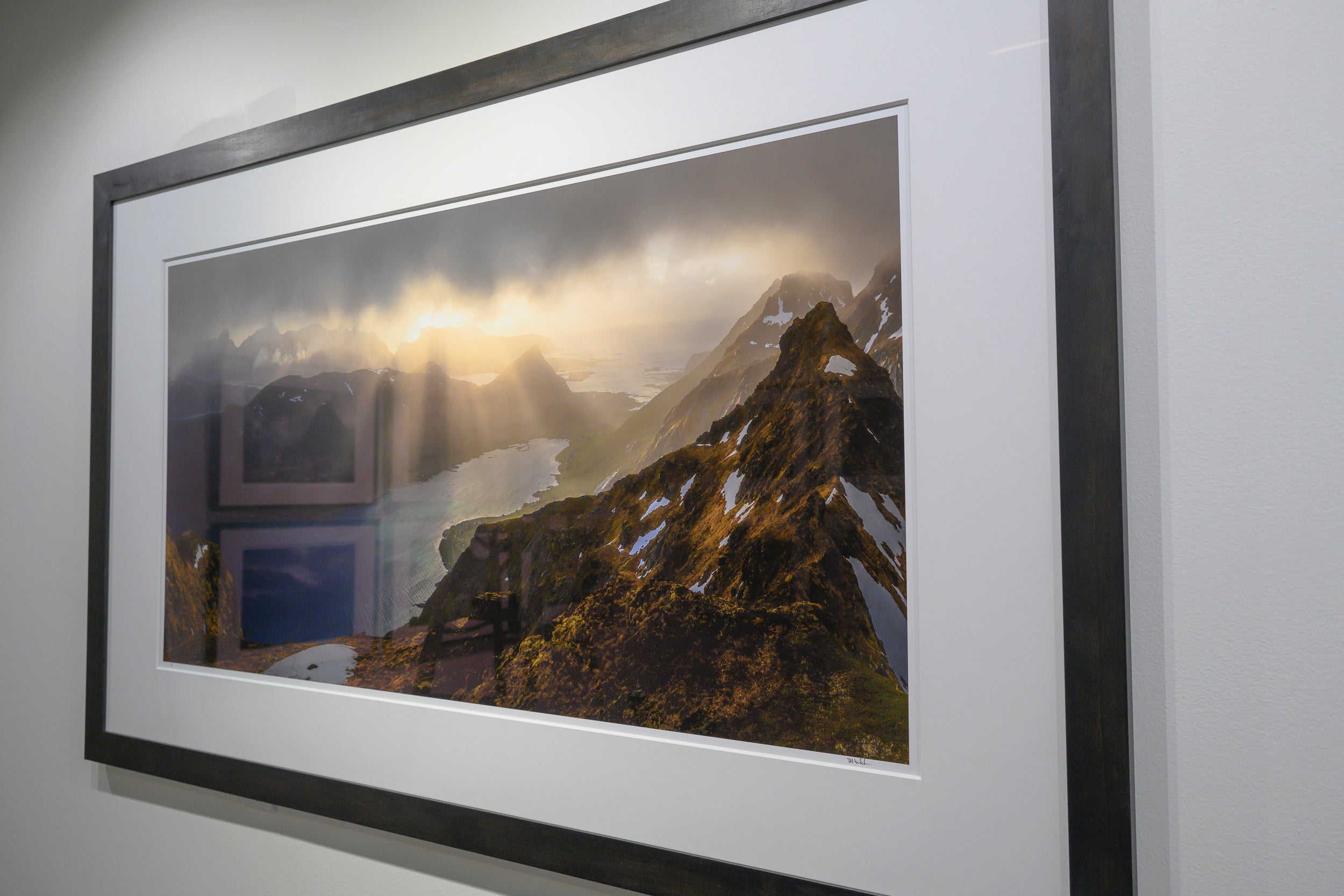 Golden Sunbeams over Skjelforden: 24x48 Limited Edition Framed Print