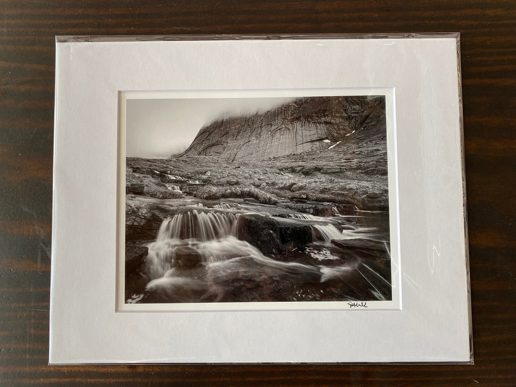 Cascading Stream below Granite Walls of Breidflogtind: Matted 8x10 Print