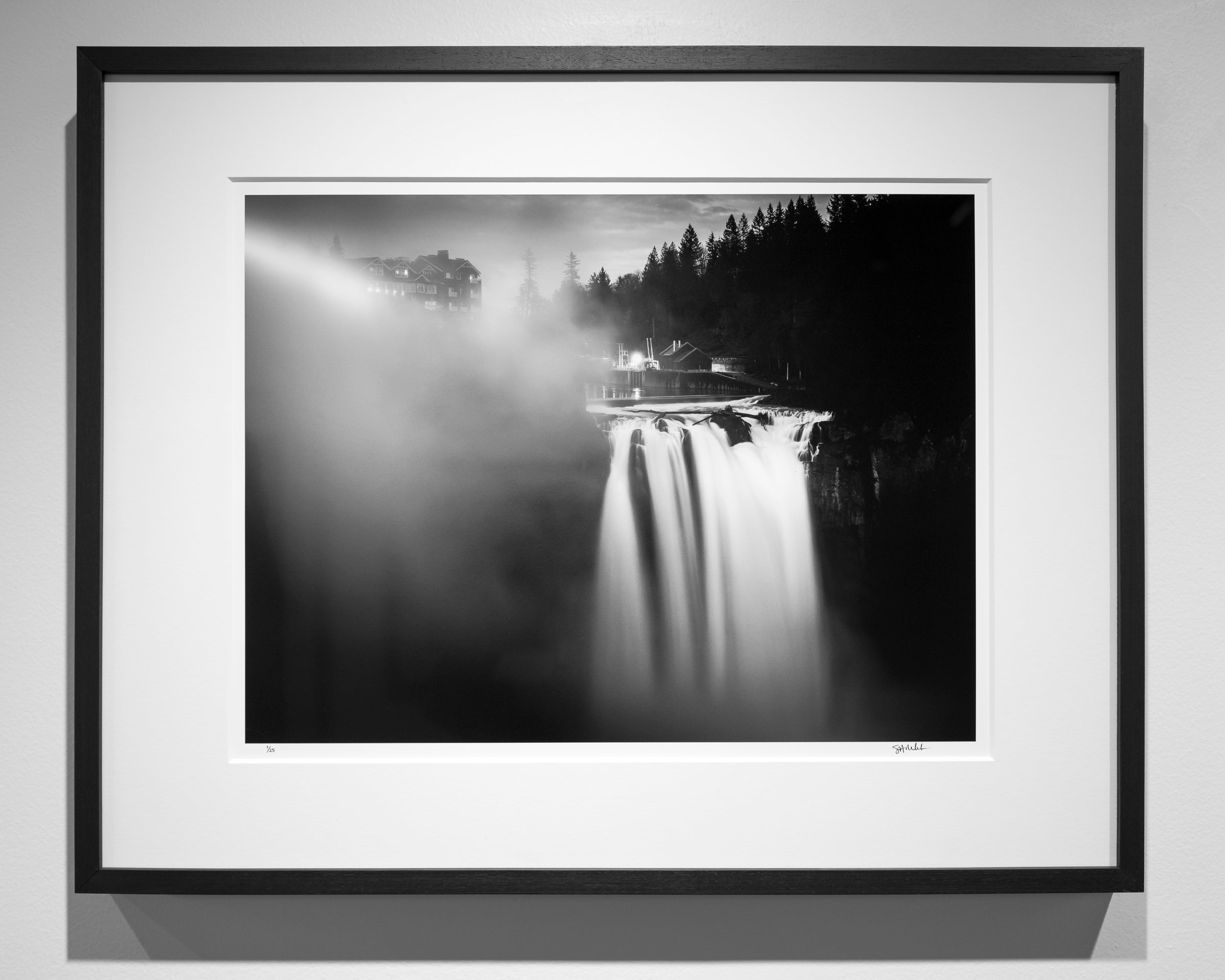 Salish Lodge in the Mist above Snoqualmie Falls: Limited Edition Framed Print