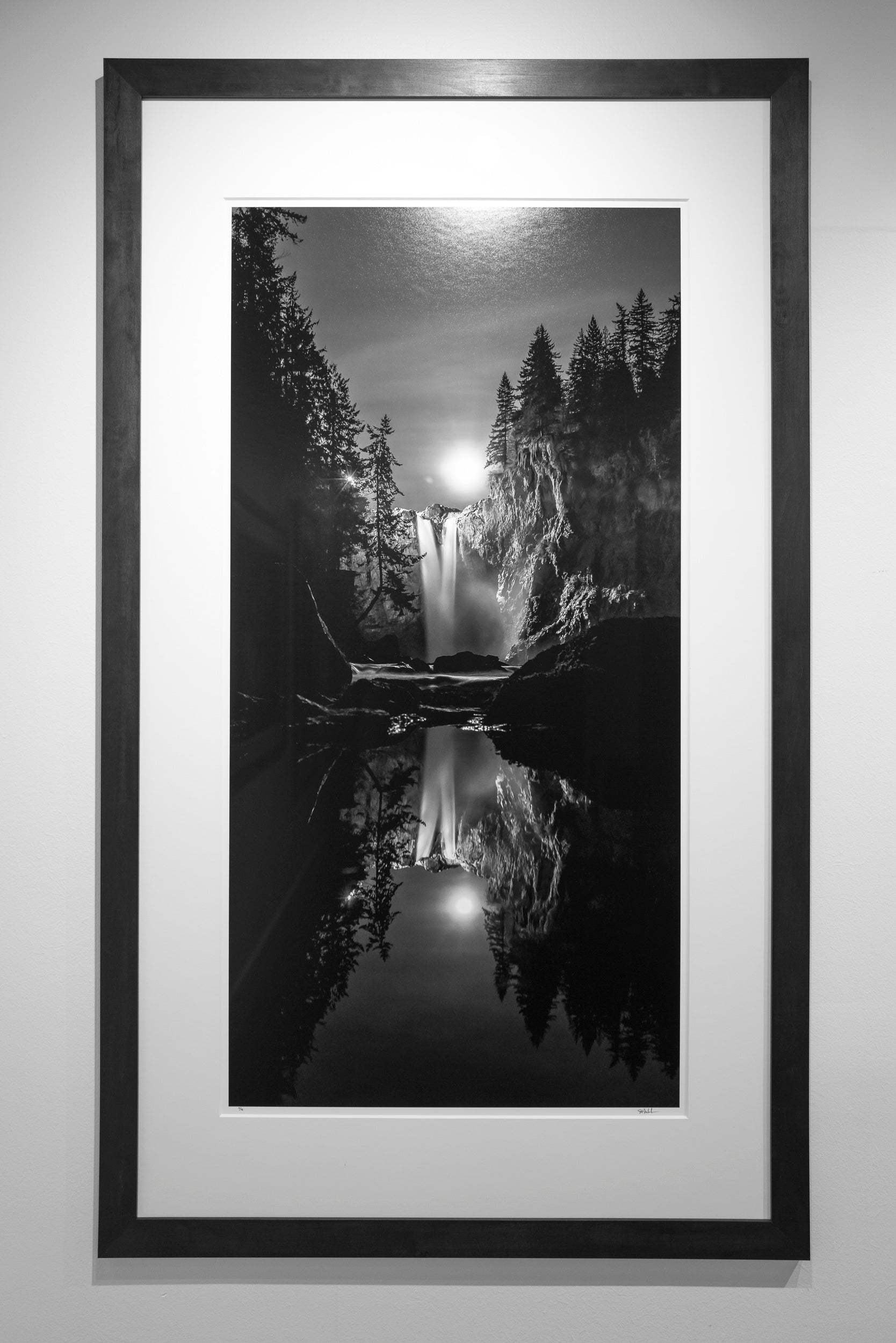 Snoqualmie Falls Moonrise Reflected: 48x24 Limited Edition Framed Print