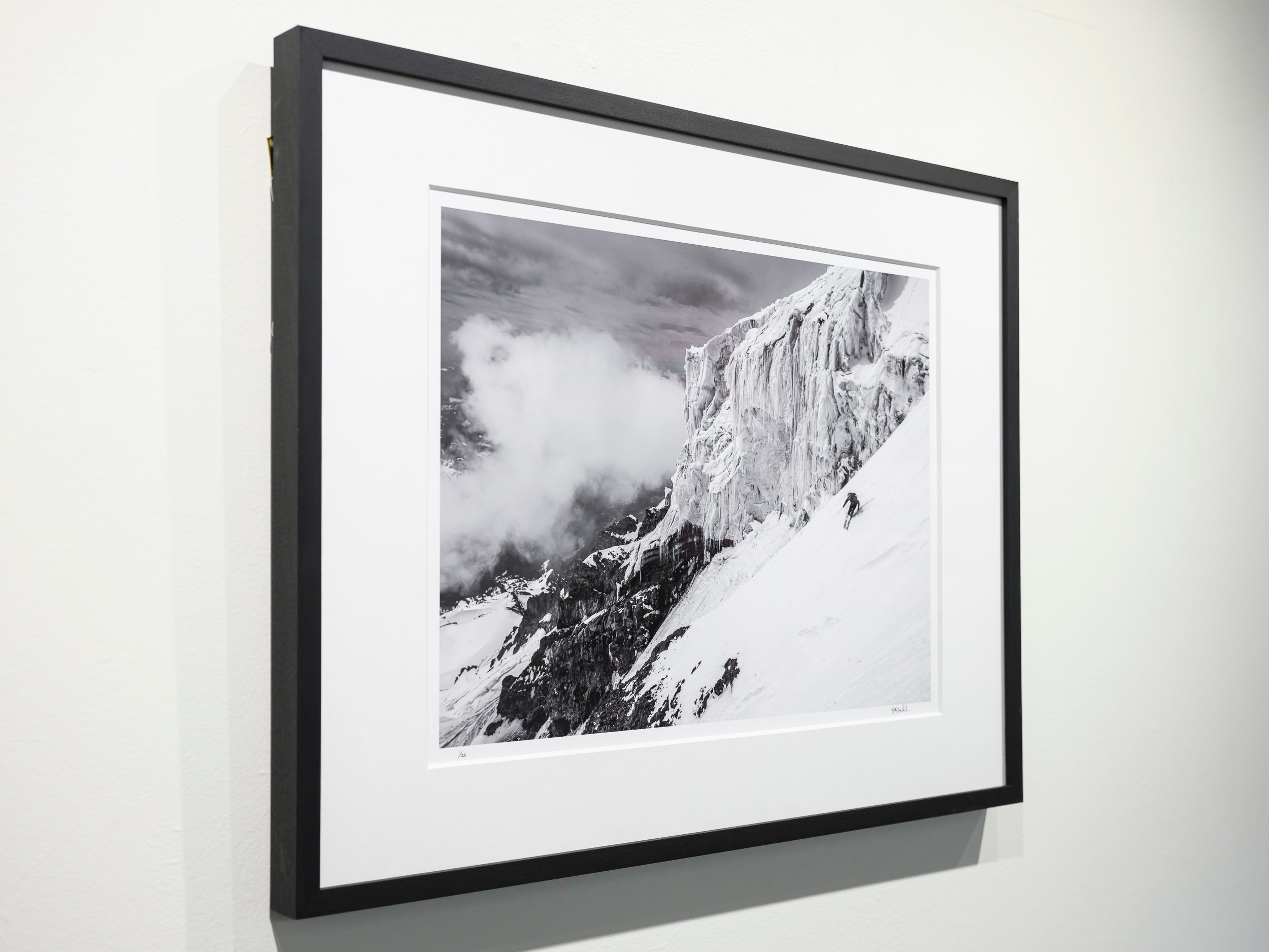 Skiing the Gibraltar Chute with Nisqually Ice Cliff: Limited Edition Framed Print