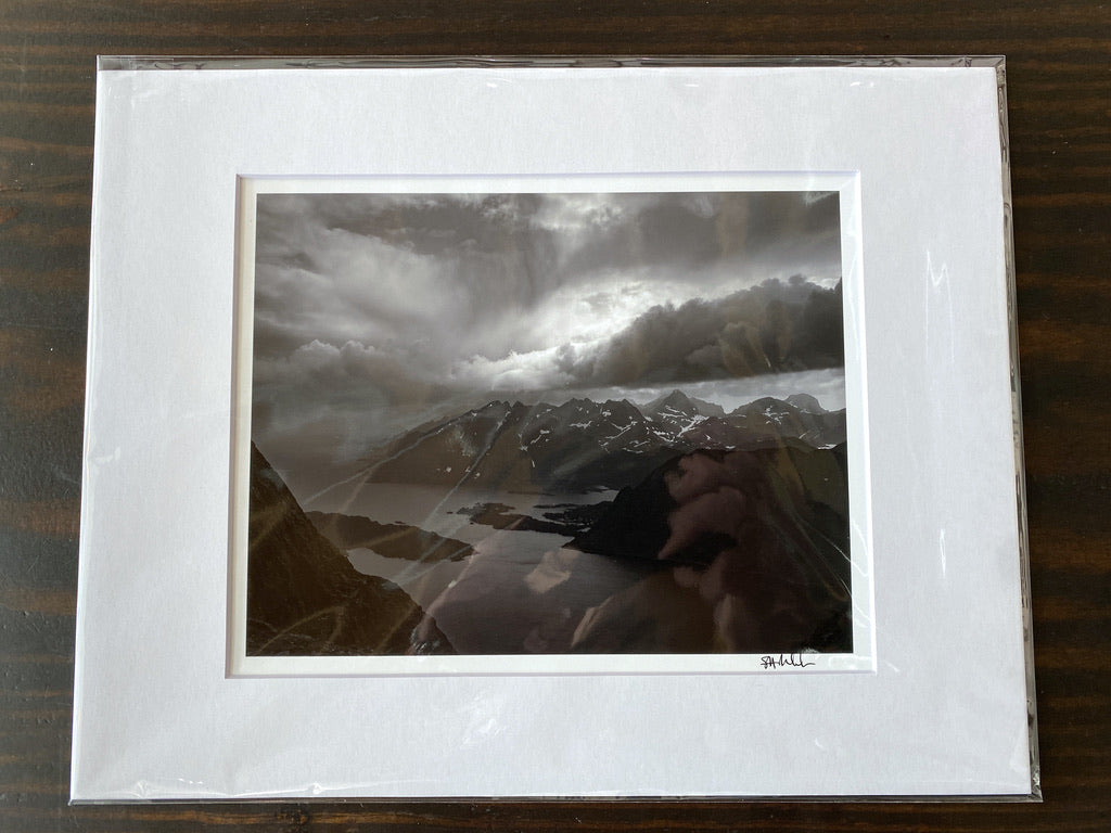 Mountains and South Coast of Moskenesøya from Tønsåsheia: 8x10 Open Edition Matted Print