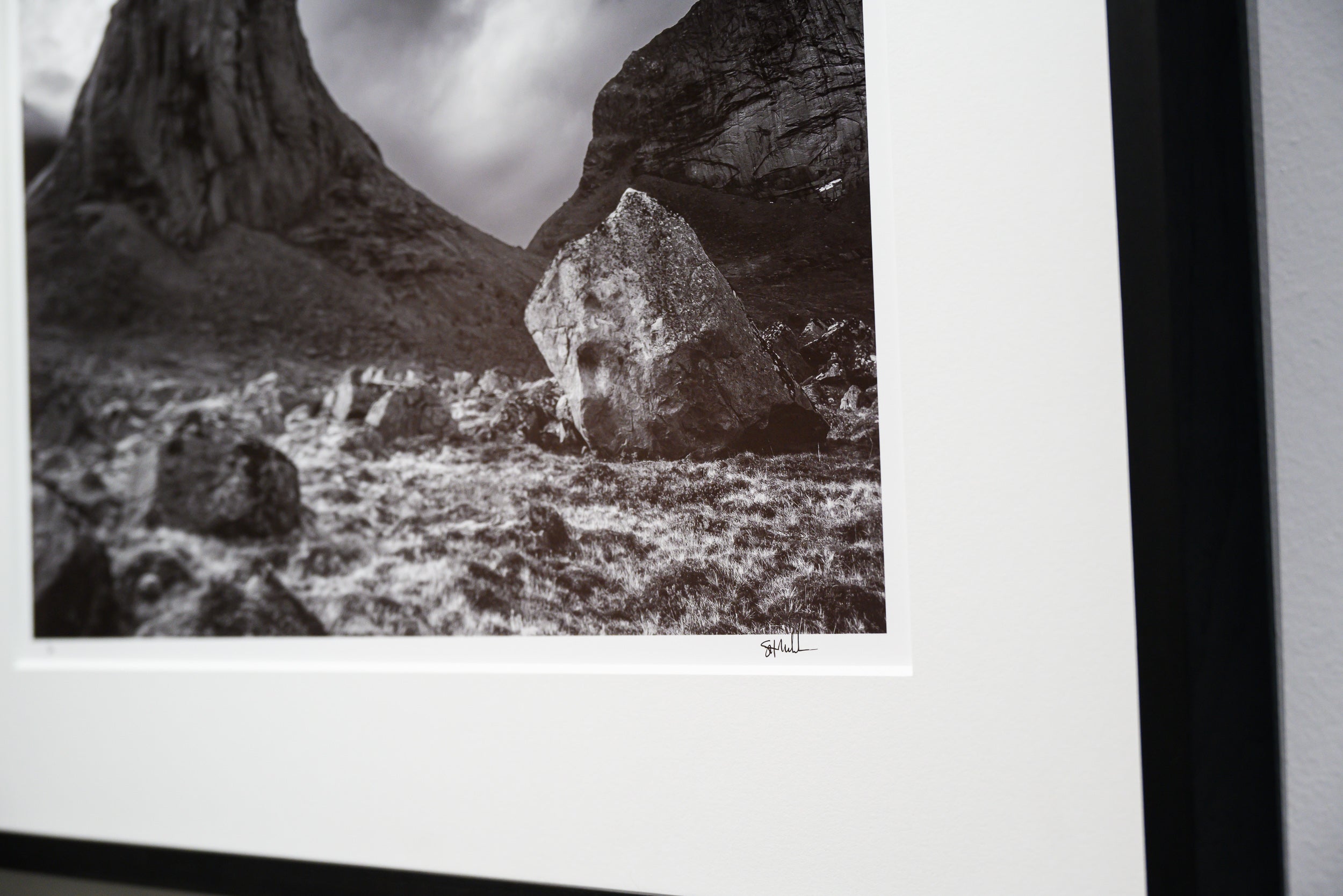 Merraflestind with Granite Block above Kjerkfjord: Limited Edition Framed Print