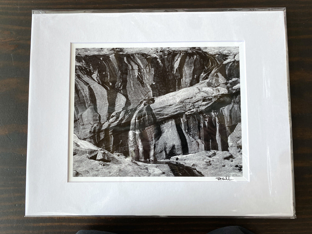 Mineral Stripes and Cascading Water on Granite in Trolldalen: 8x10 Open Edition Matted Print