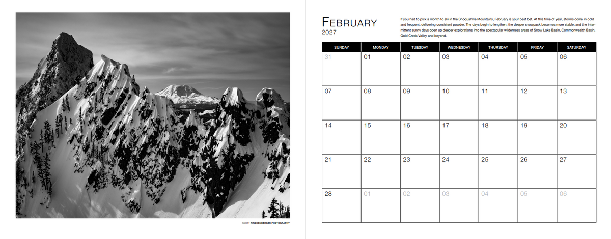 Bioregion: Snoqualmie 2027 Calendar