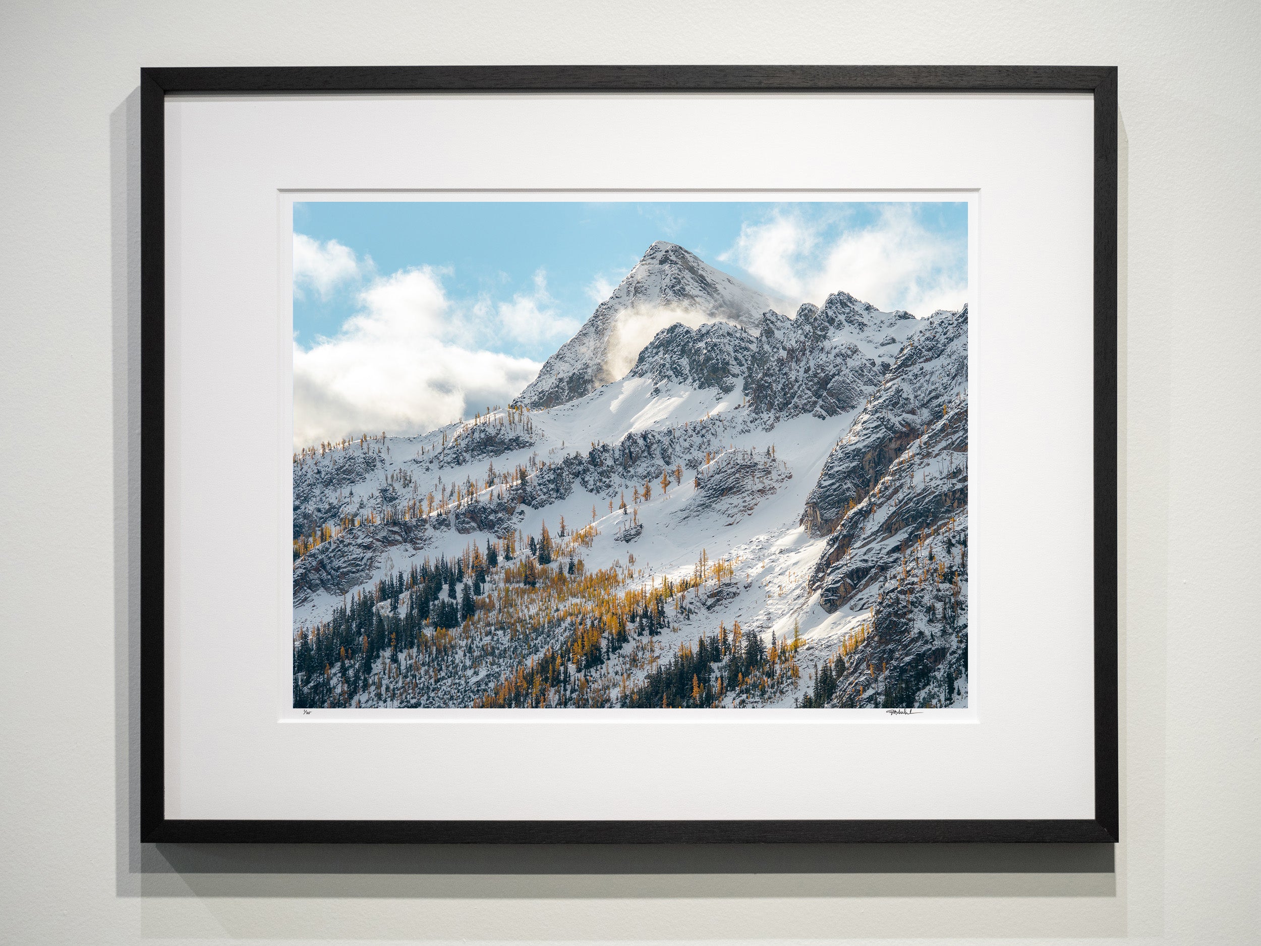 Copper Peak with Larches and Fresh Snow: Limited Edition Framed Print