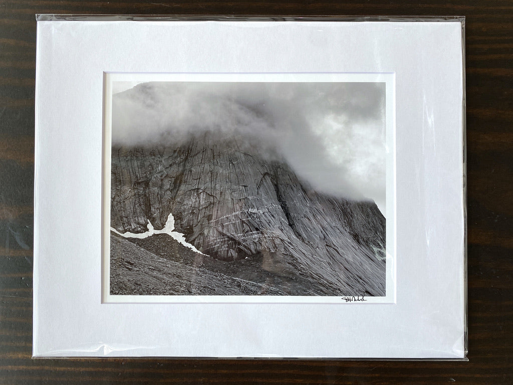 Immaculate Striped Granite and Swirling Clouds on Breidflogtind: 8x10 Open Edition Matted Print