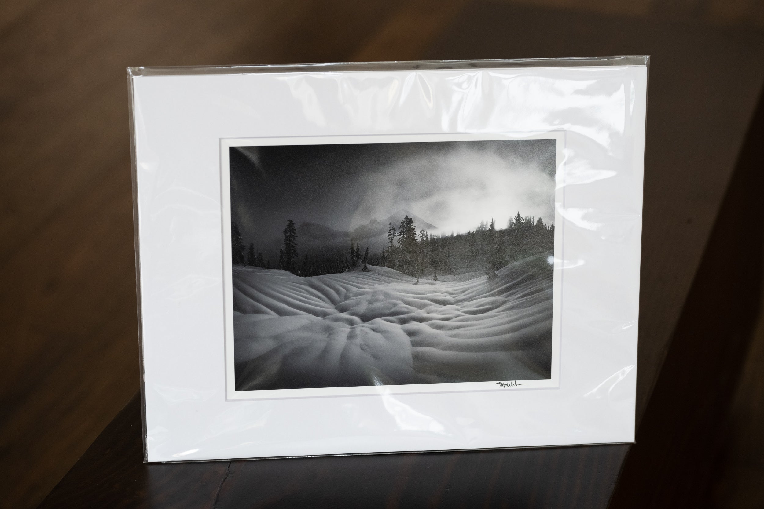 Snoqualmie Mountain with Rain Sculpted Snow: Matted 8x10 Print