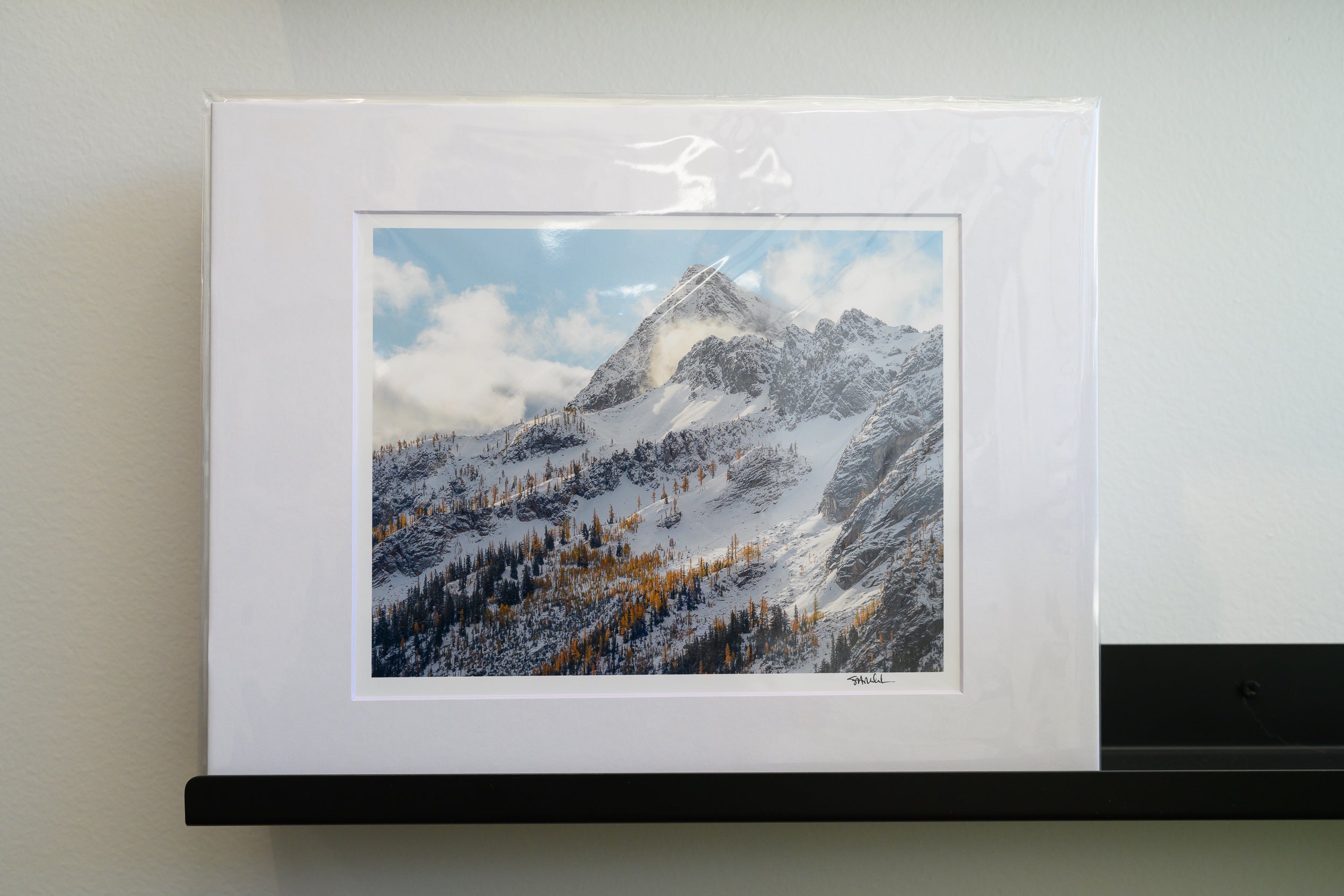Copper Peak with Larches and Fresh Snow: Matted 8x10 Print