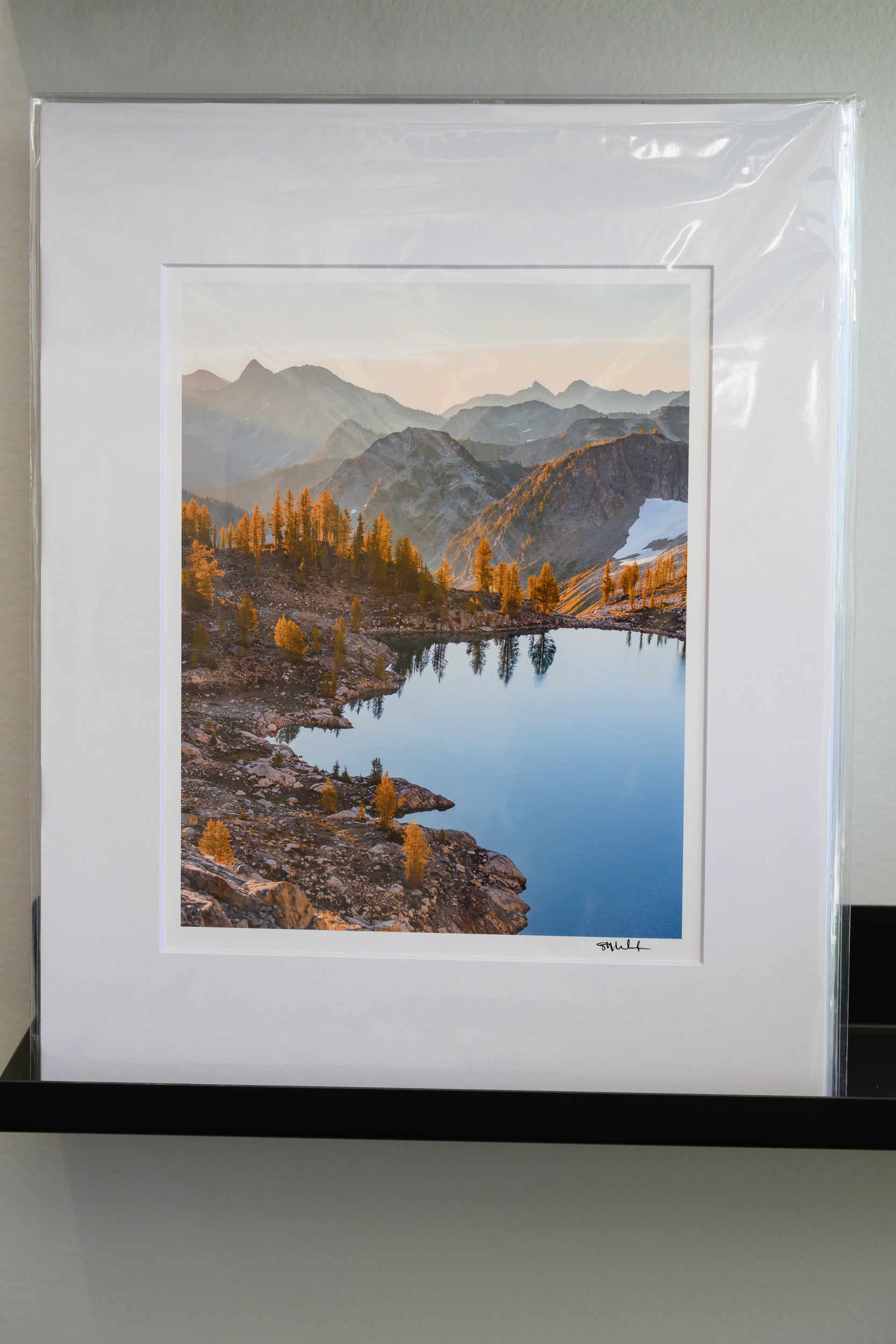 Wing Lake and Larches from Black Peak: Matted 8x10 Print
