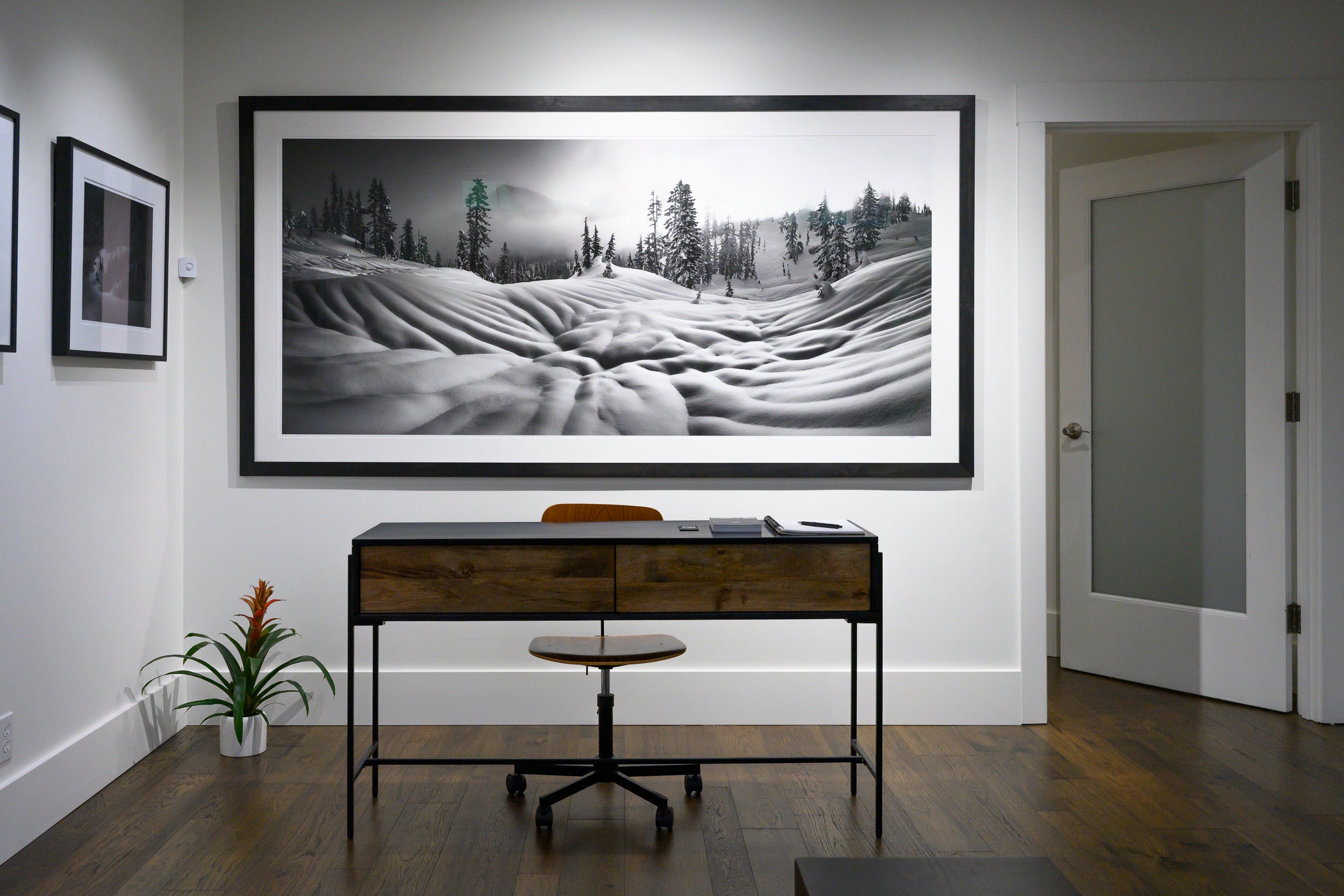 Snoqualmie Mountain with Rain Sculpted Snow Panorama: 40x88 Limited Edition Framed Print