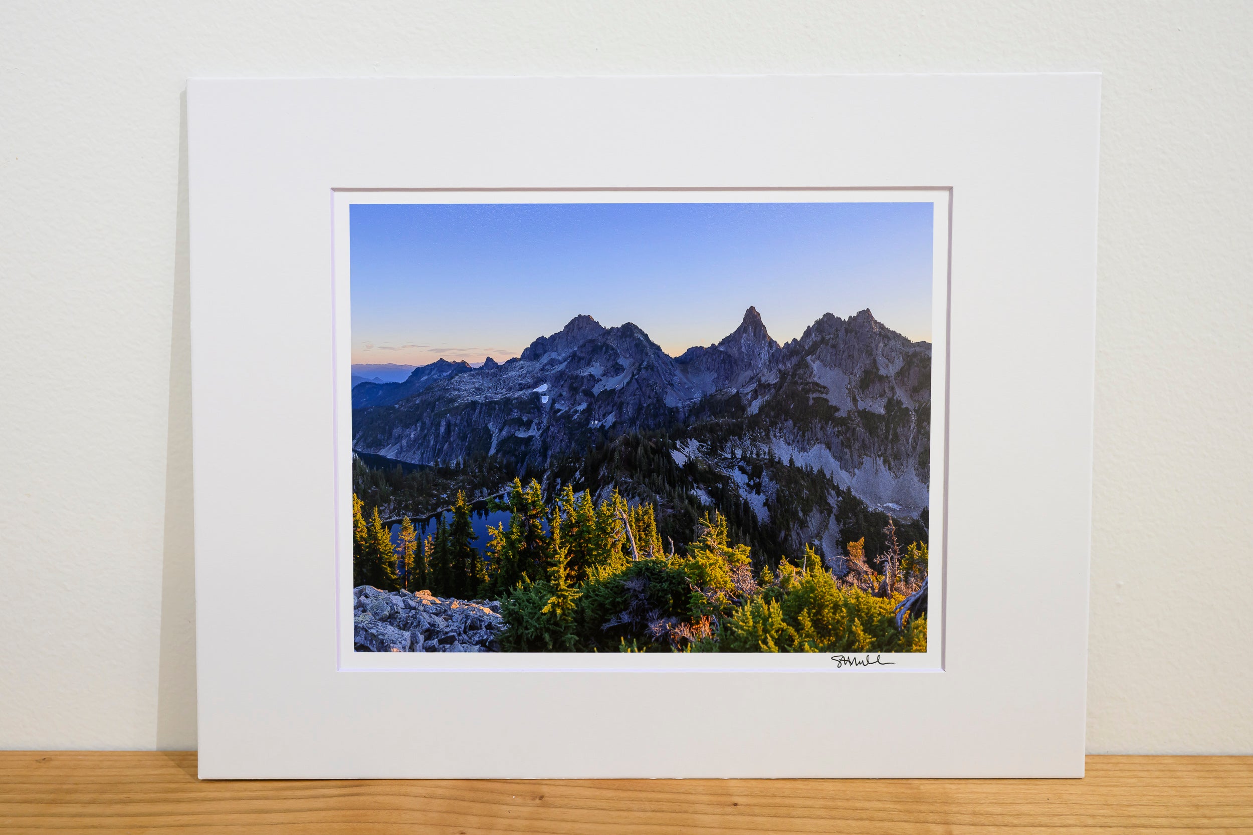 Panoramic Sunset on Snoqualmie Range from Wright Mountain: 8x10 Open Edition Matted Print