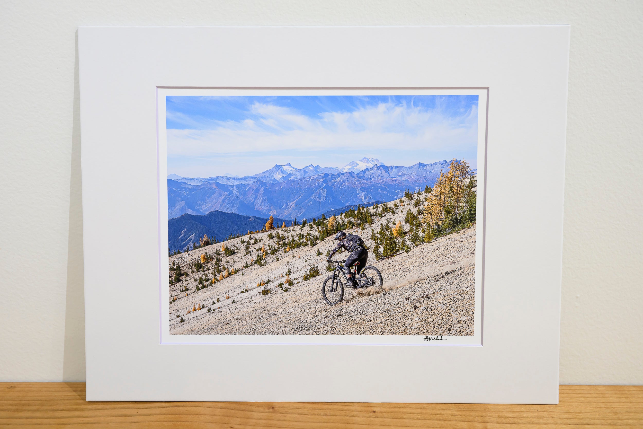 Scree Surfing with Golden Larches and Glacier Peak: 8x10 Open Edition Matted Print