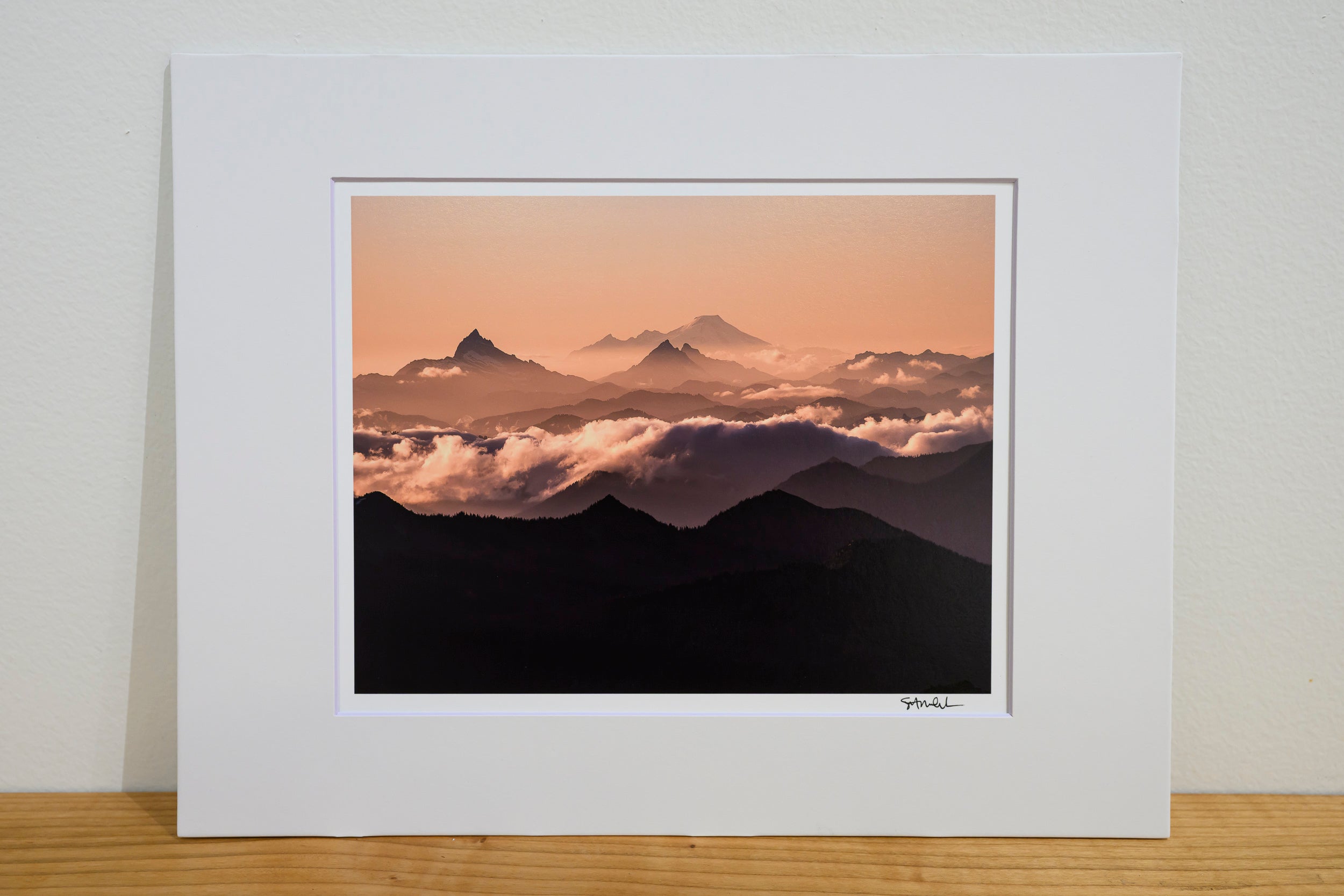 Sepia Sunset with Mount Baker from Stuart North Ridge: 8x10 Open Edition Matted Print