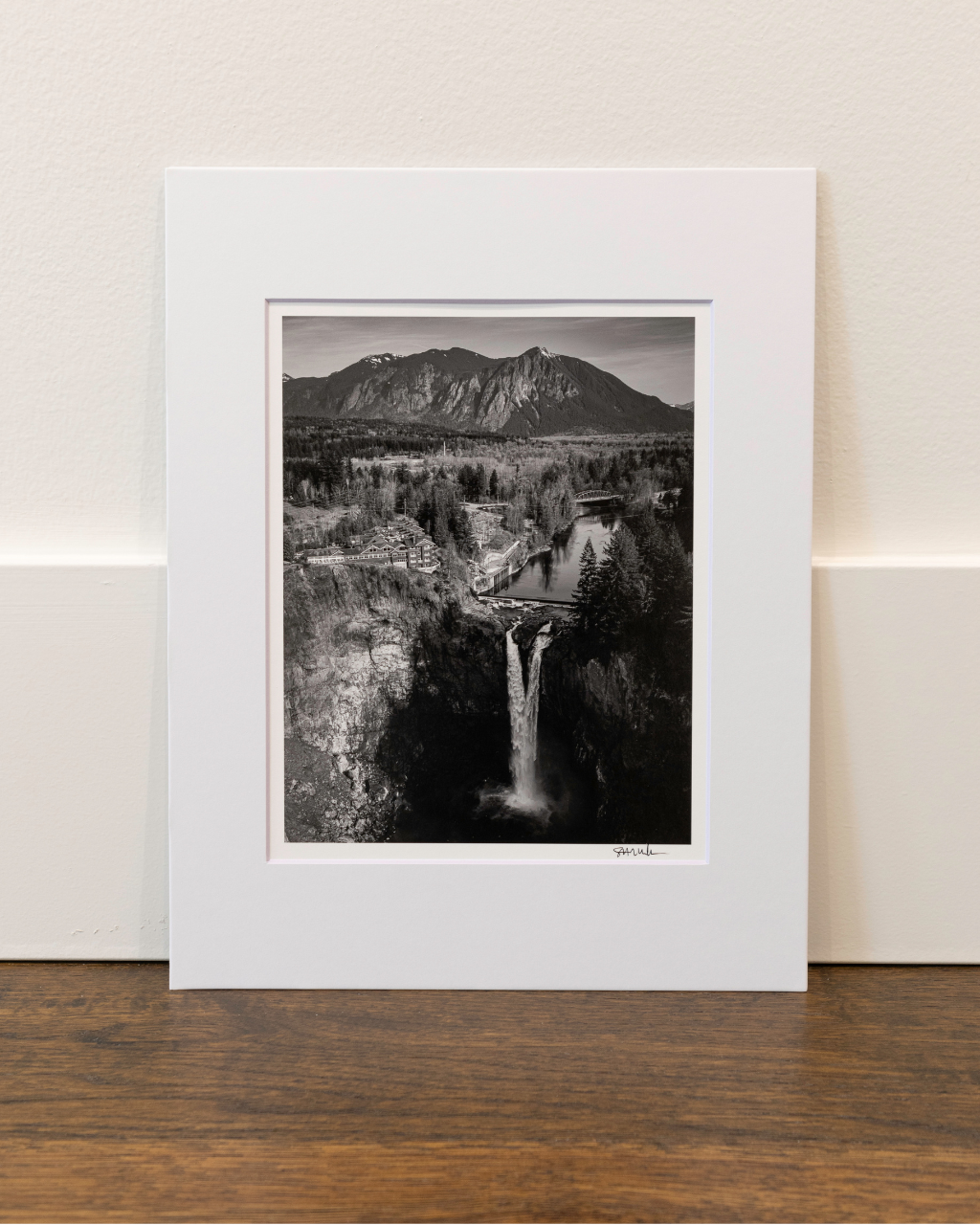Snoqualmie Falls and Mount Si from Above: 8x10 Open Edition Matted Print