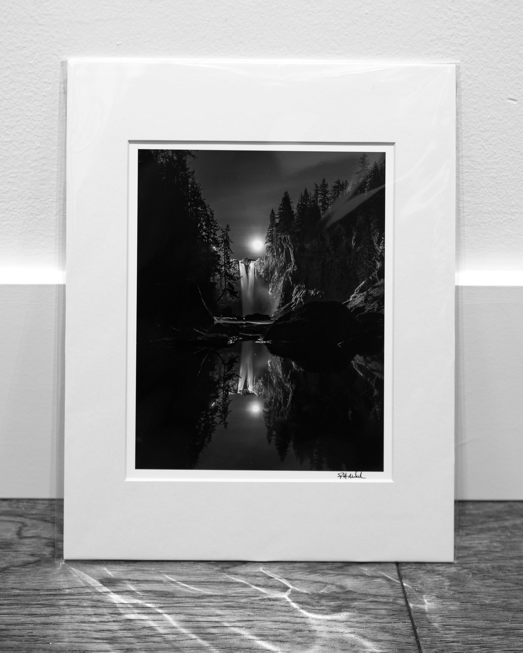 Snoqualmie Falls Moonrise Reflected: 8x10 Open Edition Matted Print