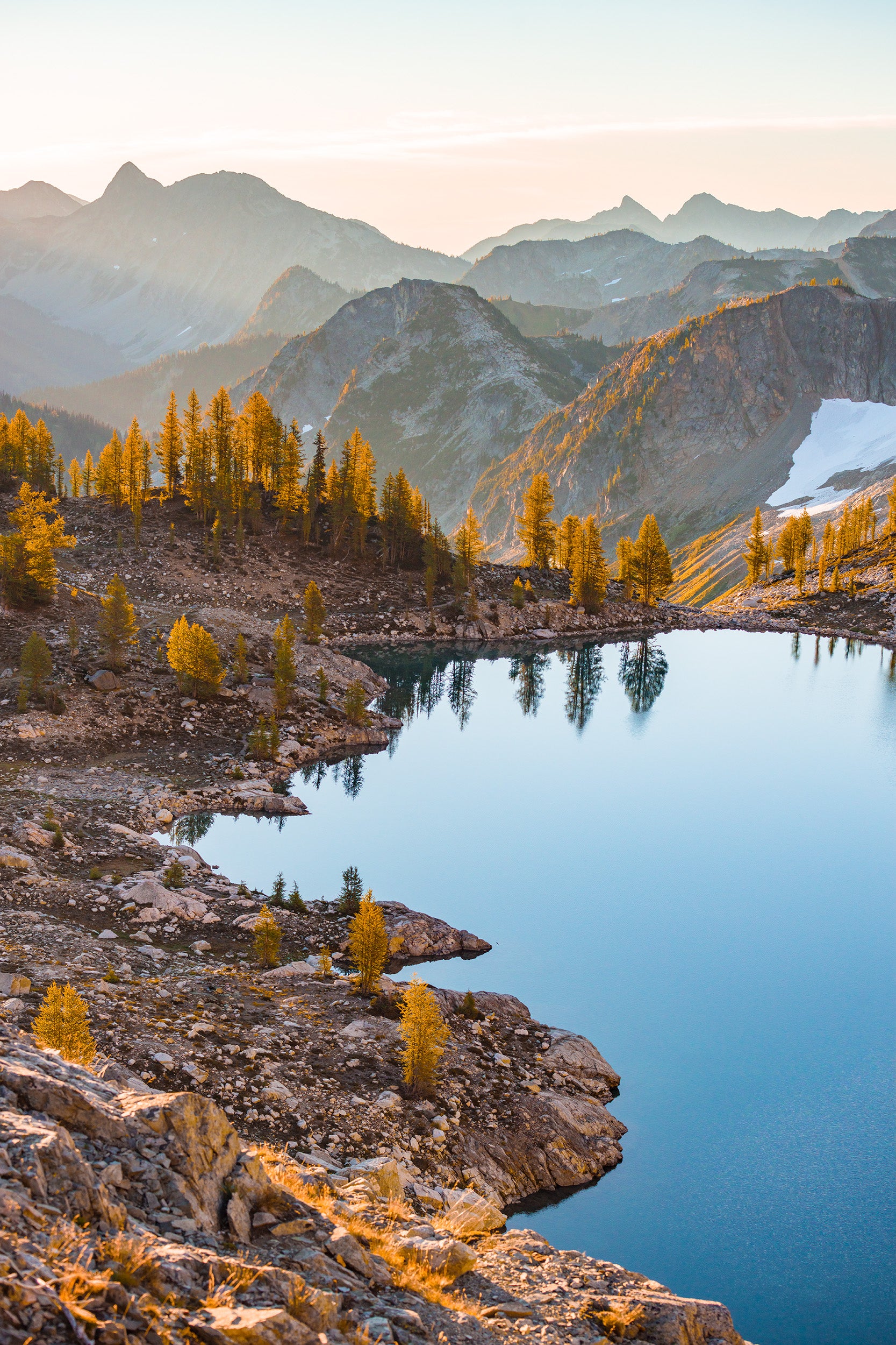 Wing Lake and Larches from Black Peak: 24x36 Limited Edition Framed Print