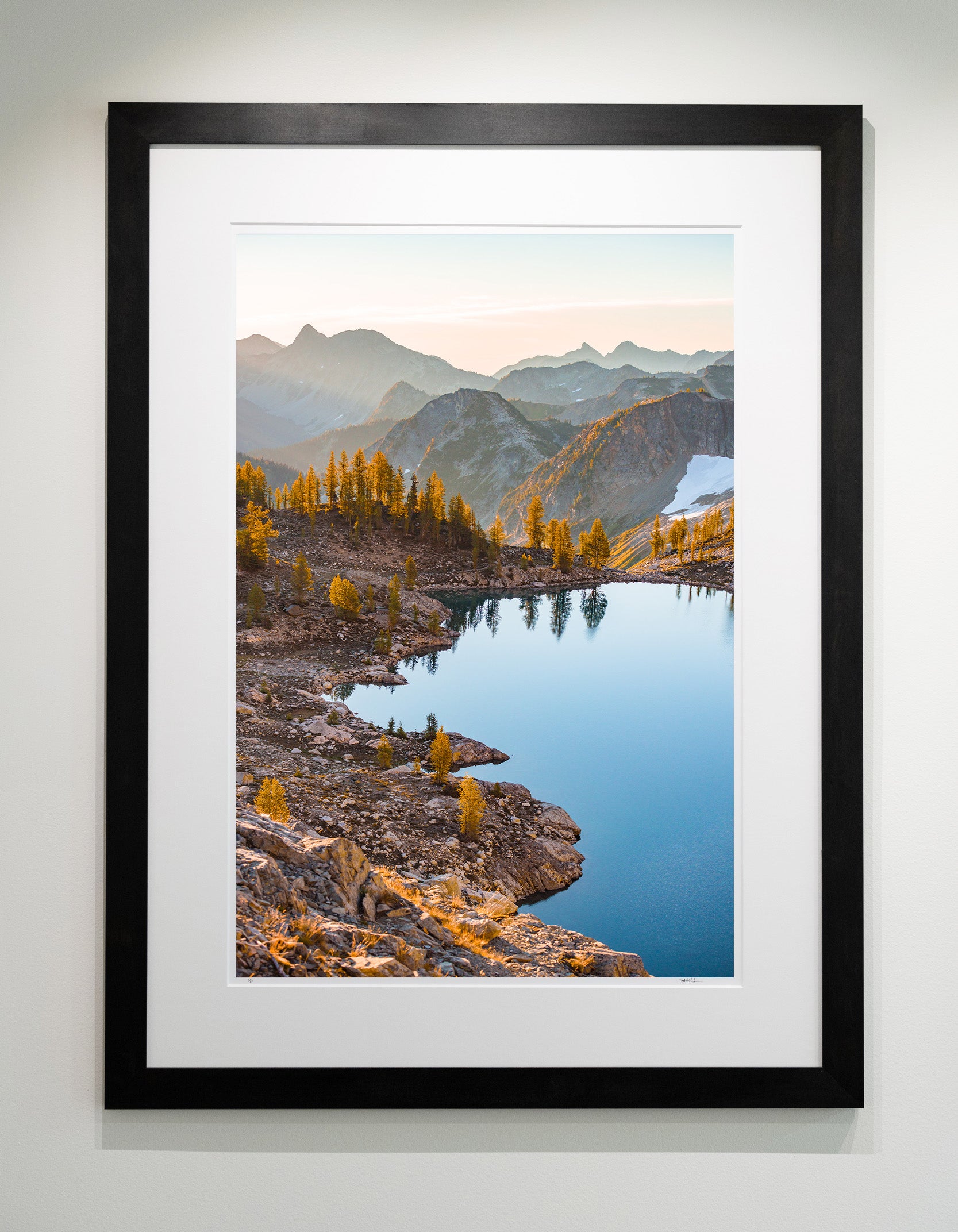 Wing Lake and Larches from Black Peak: 24x36 Limited Edition Framed Print