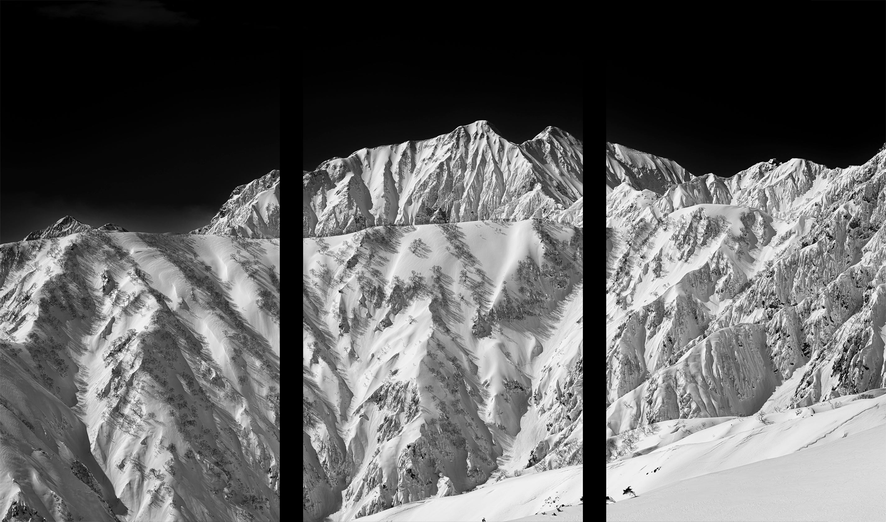 Mount Kashima-Yarigatake from Happo-one Ridge Triptych: 30x56 Limited Edition Framed Prints