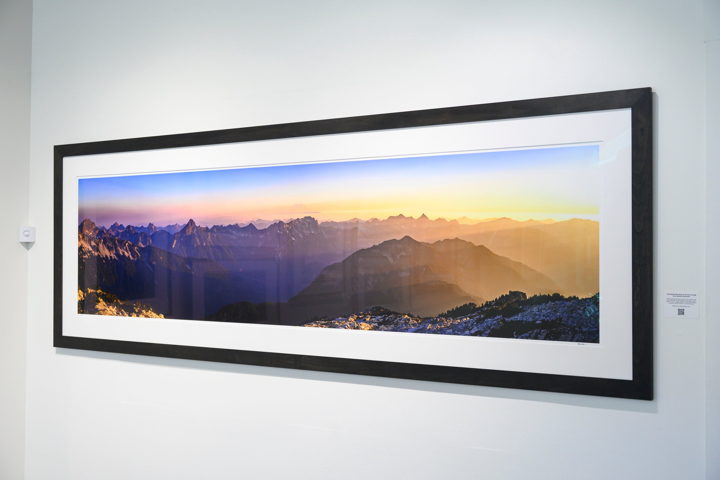 Snoqualmie Mountains at Sunset from Big Snow Summit Panorama: 28x88 Limited Edition Framed Print