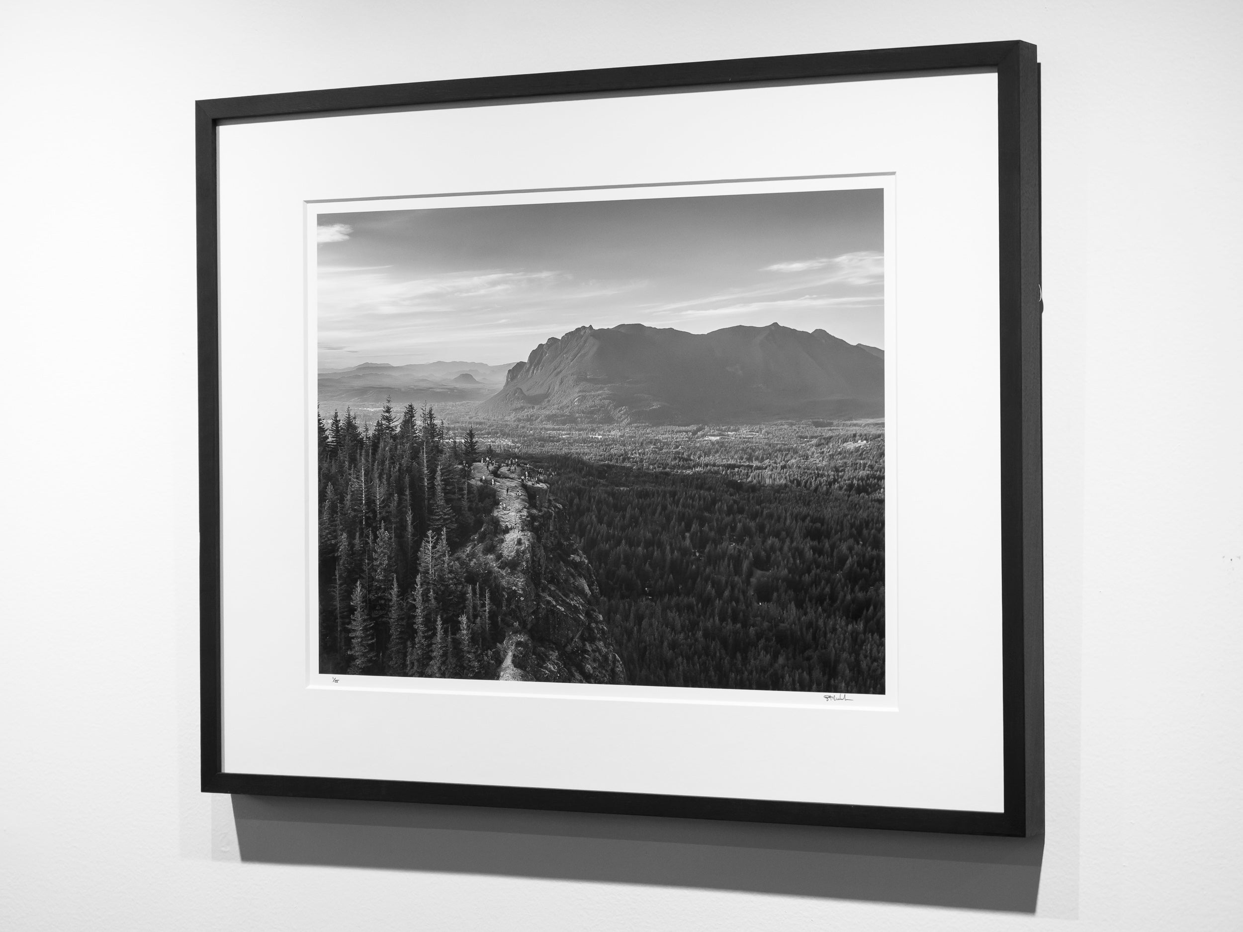 Hikers on Rattlesnake Ledge above North Bend: Limited Edition Framed Print