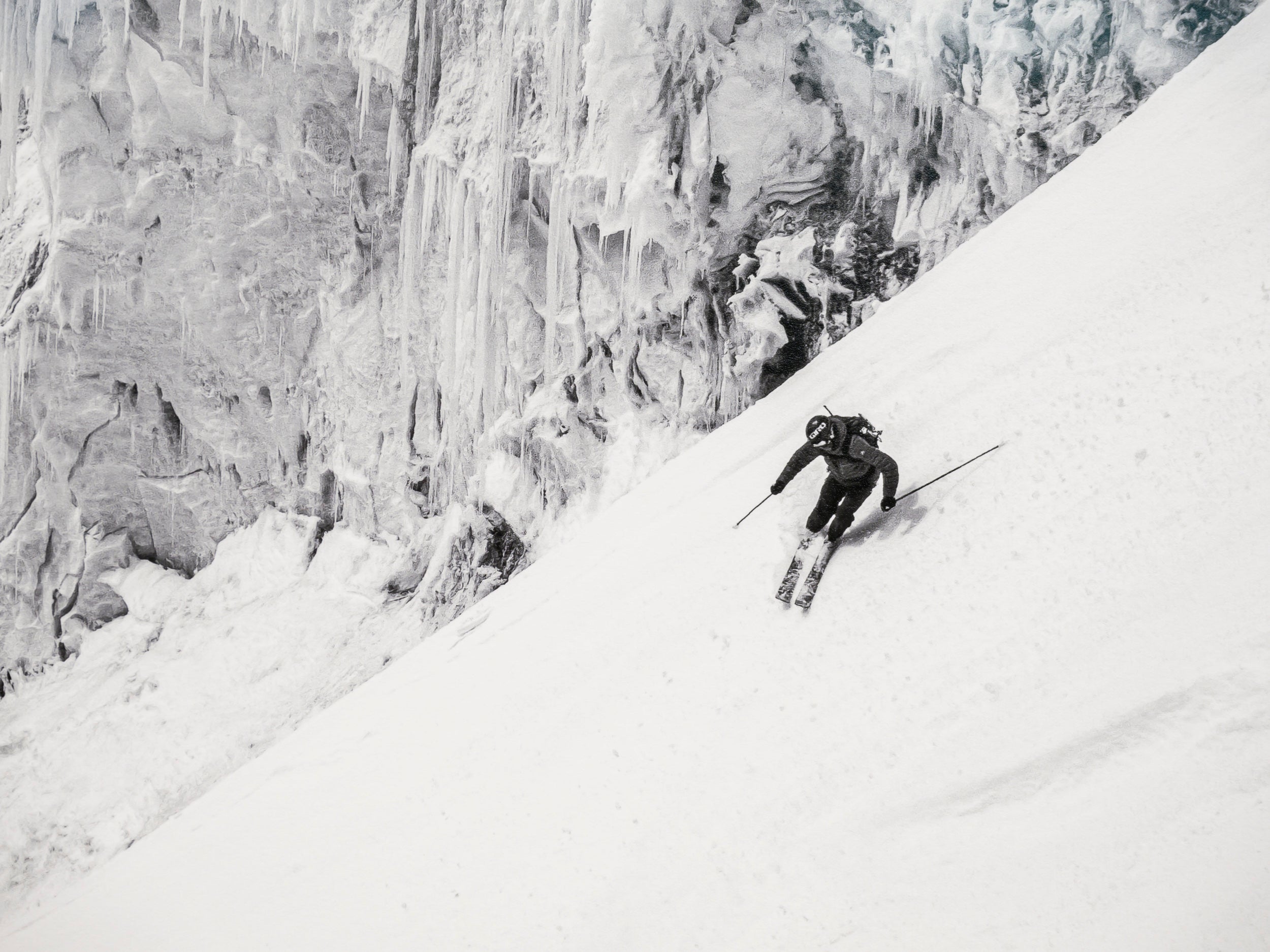 Skiing the Gibraltar Chute with Nisqually Ice Cliff: 15x20 Limited Print