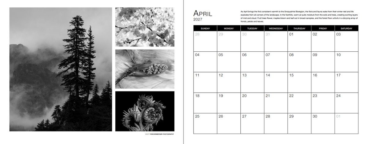 Bioregion: Snoqualmie 2027 Calendar