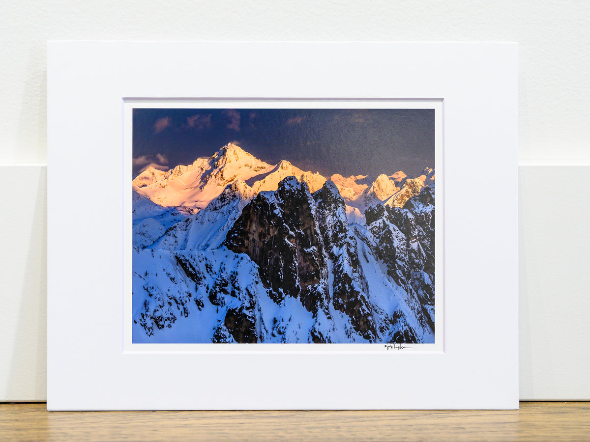 Winter Sunrise on Goode Mountain, Black Peak, Liberty Group and Cutthroat Peak: 8x10 Open Edition Matted Print